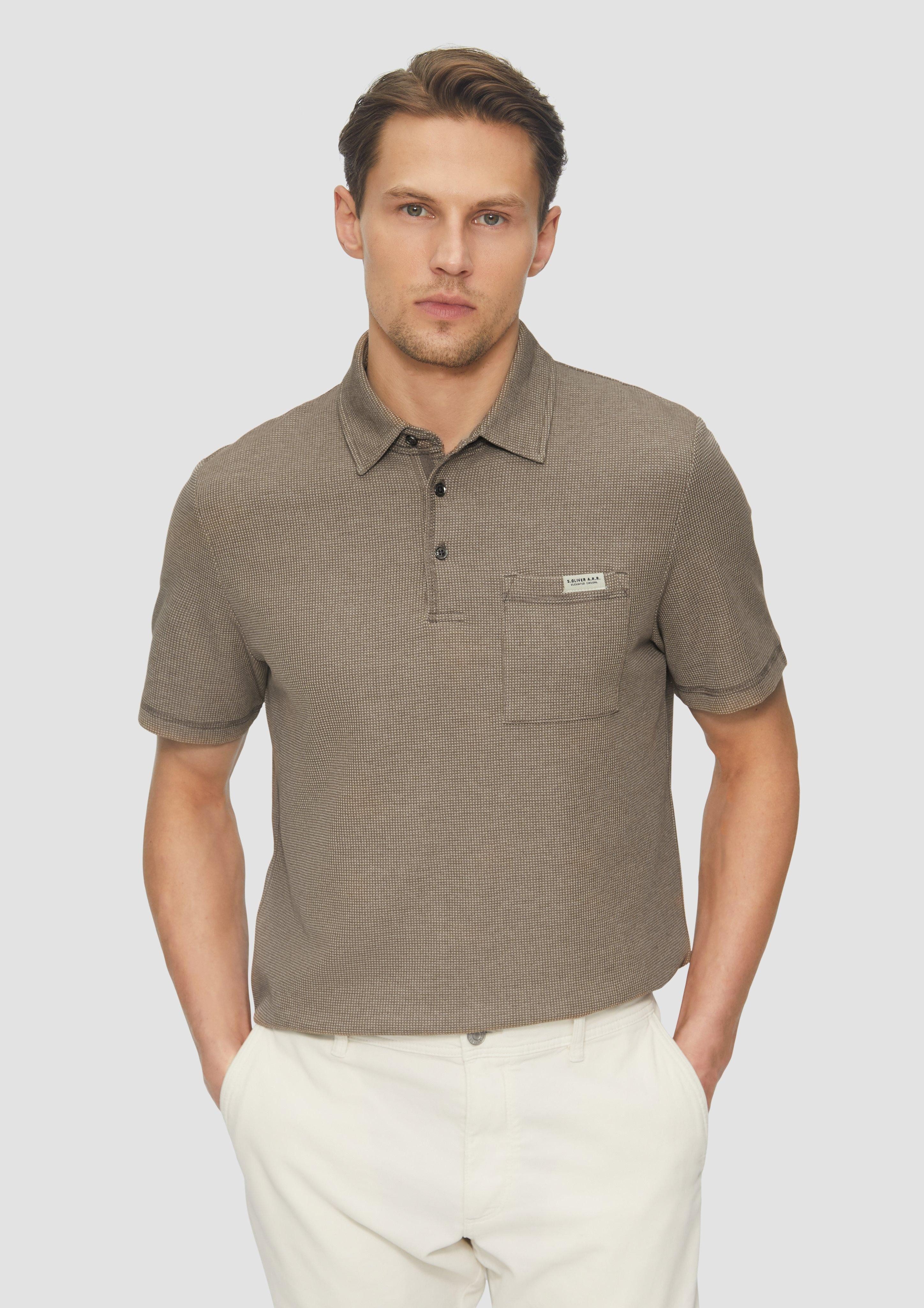 s.Oliver Kurzarmshirt Poloshirt aus zweifarbigem Waffelpiqué günstig online kaufen