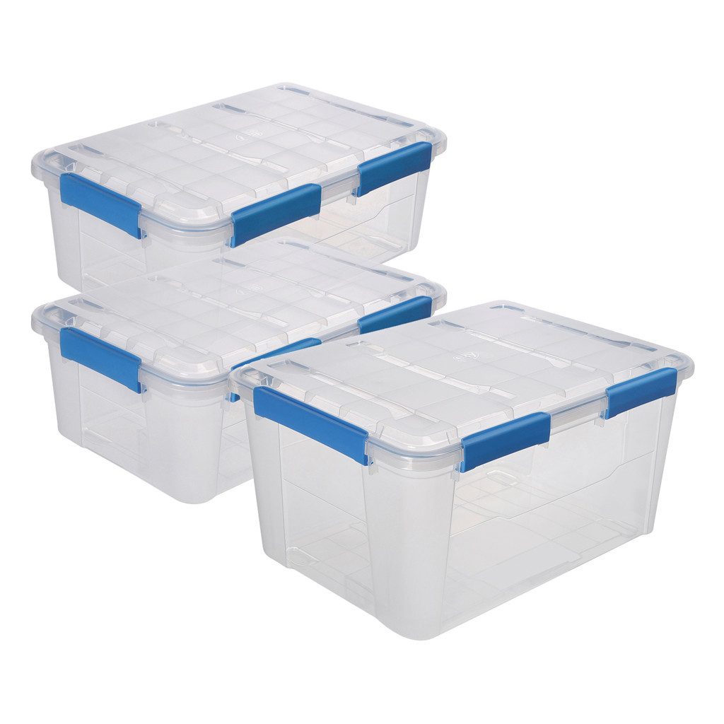 Kreher Aufbewahrungsbox mit Deckel 'IP67' wasserdicht & staubdicht, transparent (Set wählbar)