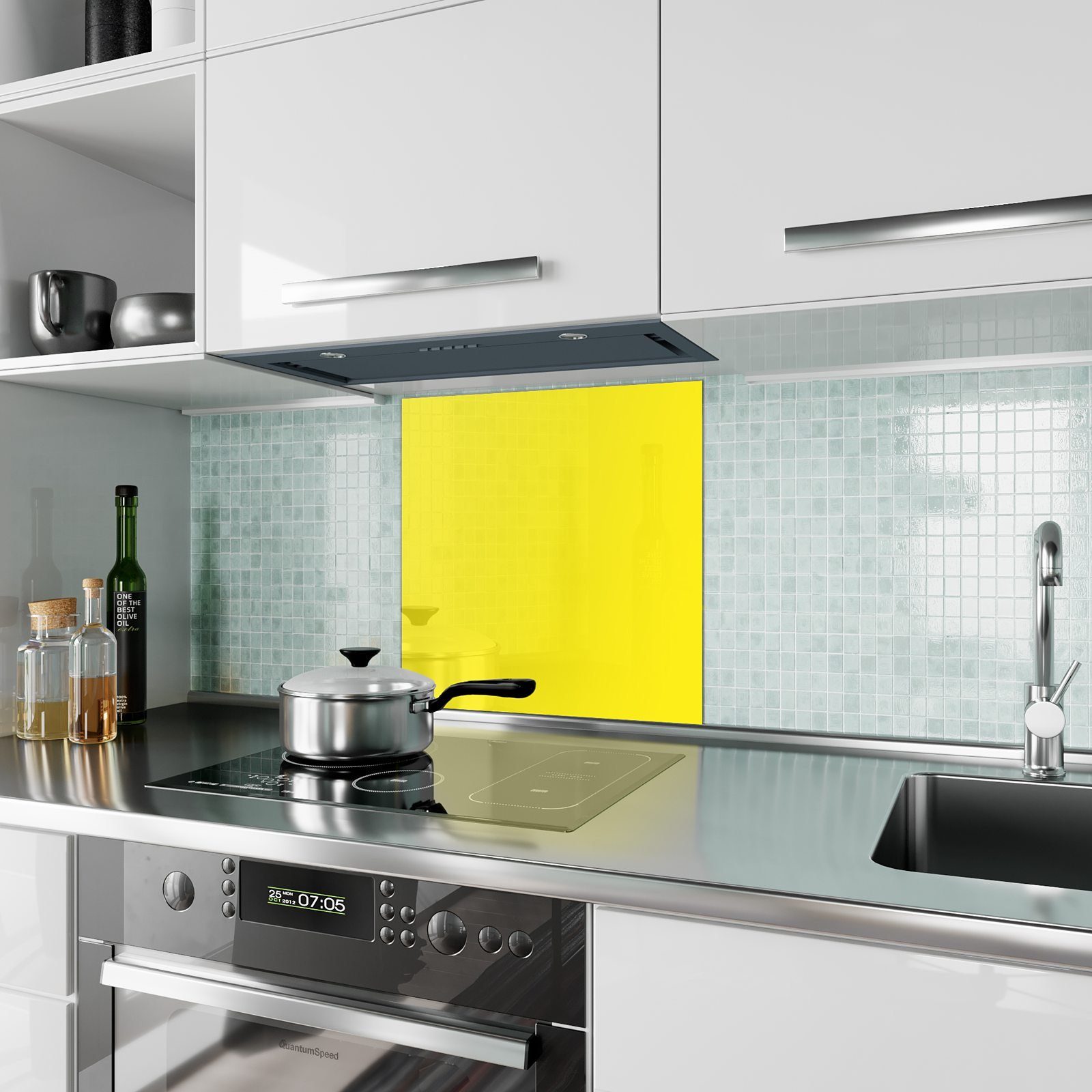 Küchenrückwand Hintergrund Gelber I Primedeco Spritzschutz Glas