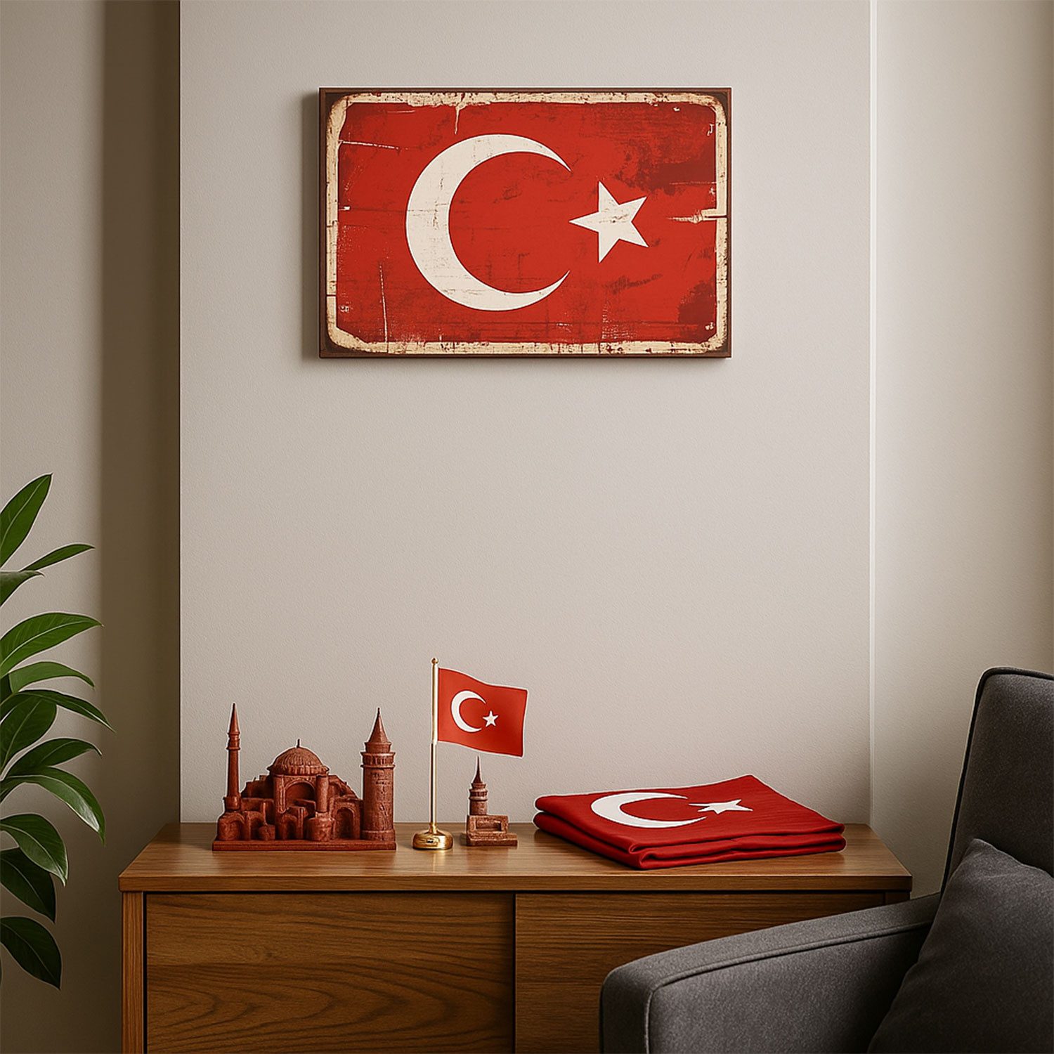 Jungengel Wandbild Wandposter 20x30cm Türkei-Flagge Türkiye Wanddekoration günstig online kaufen
