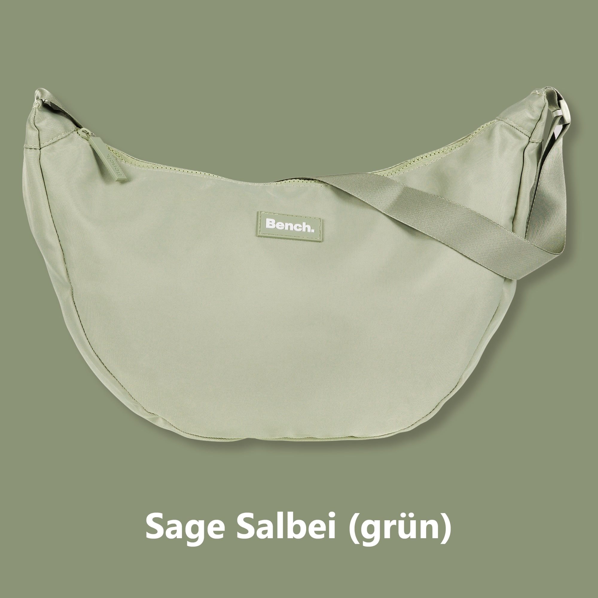 Bench. Handtasche Crossbag Moon Bag Form Slingbag Schultertasche, Damentasche Damen Freizeittasche Sichel Mond Form 64216 + Etui