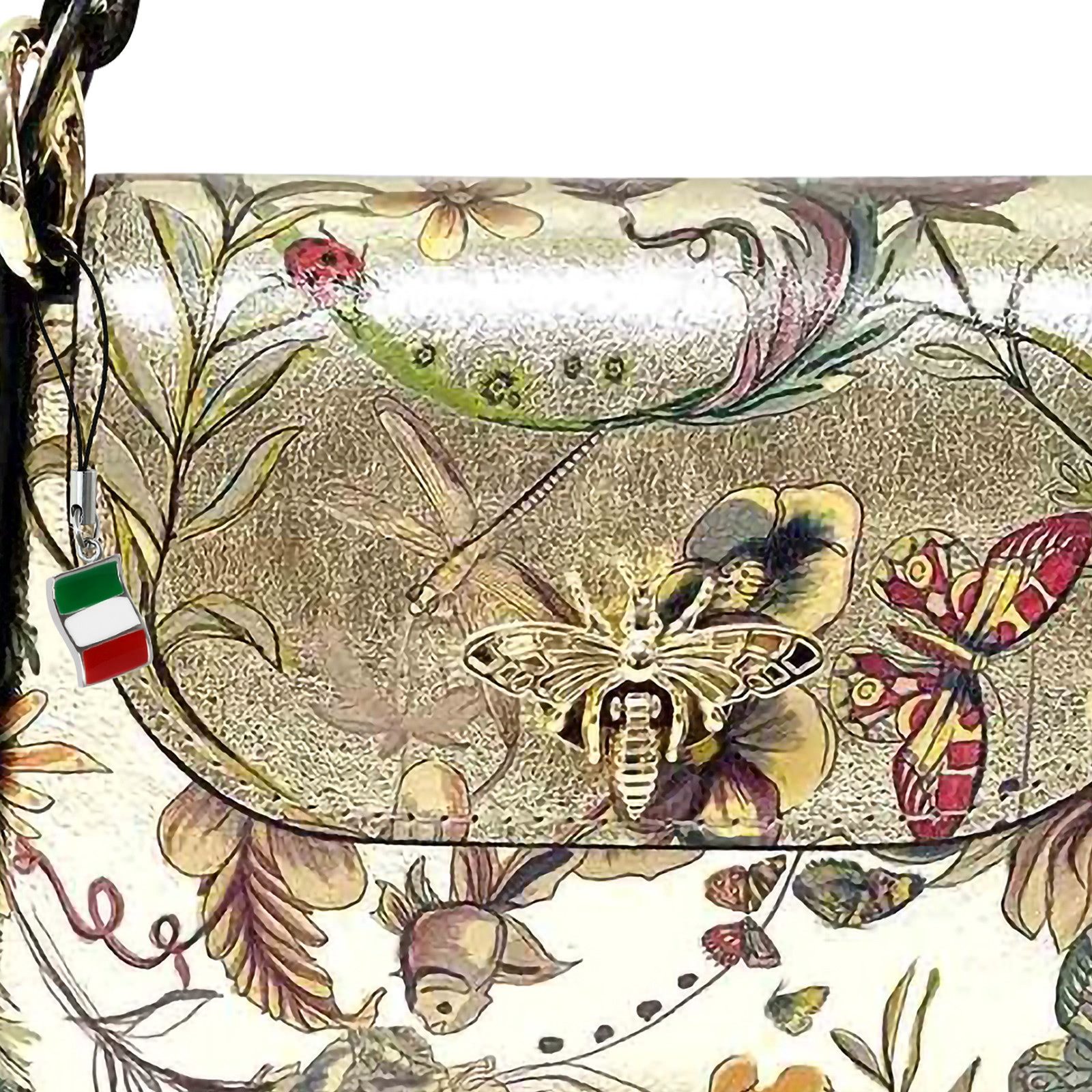 FLORENCE Umhängetasche Florence Tasche gold farbig Leder (Umhängetasche), Damen Umhängetasche Echtes Leder, gold, farbig ca. 14cm hoch