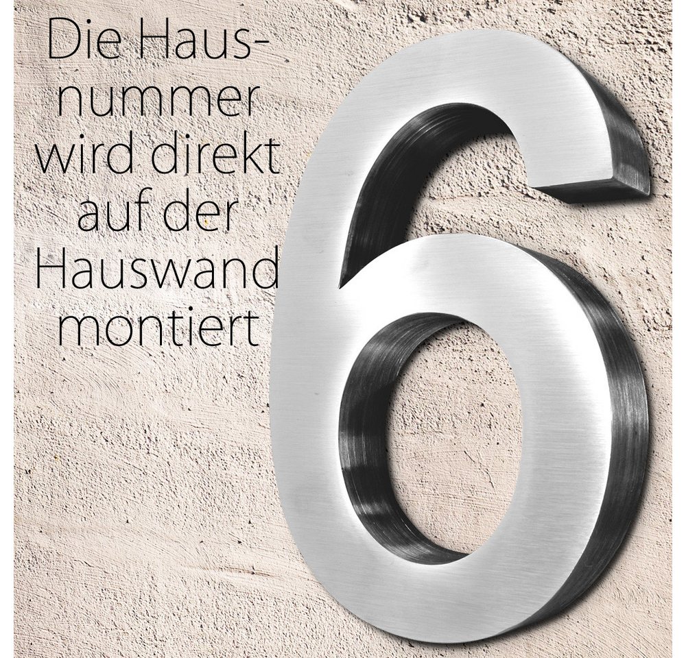 Thumbnail - V2Aox Hausnummer Edelstahl Hausnummer 20 cm Hausnummernschild Hausnummer 6 Schild 3D
