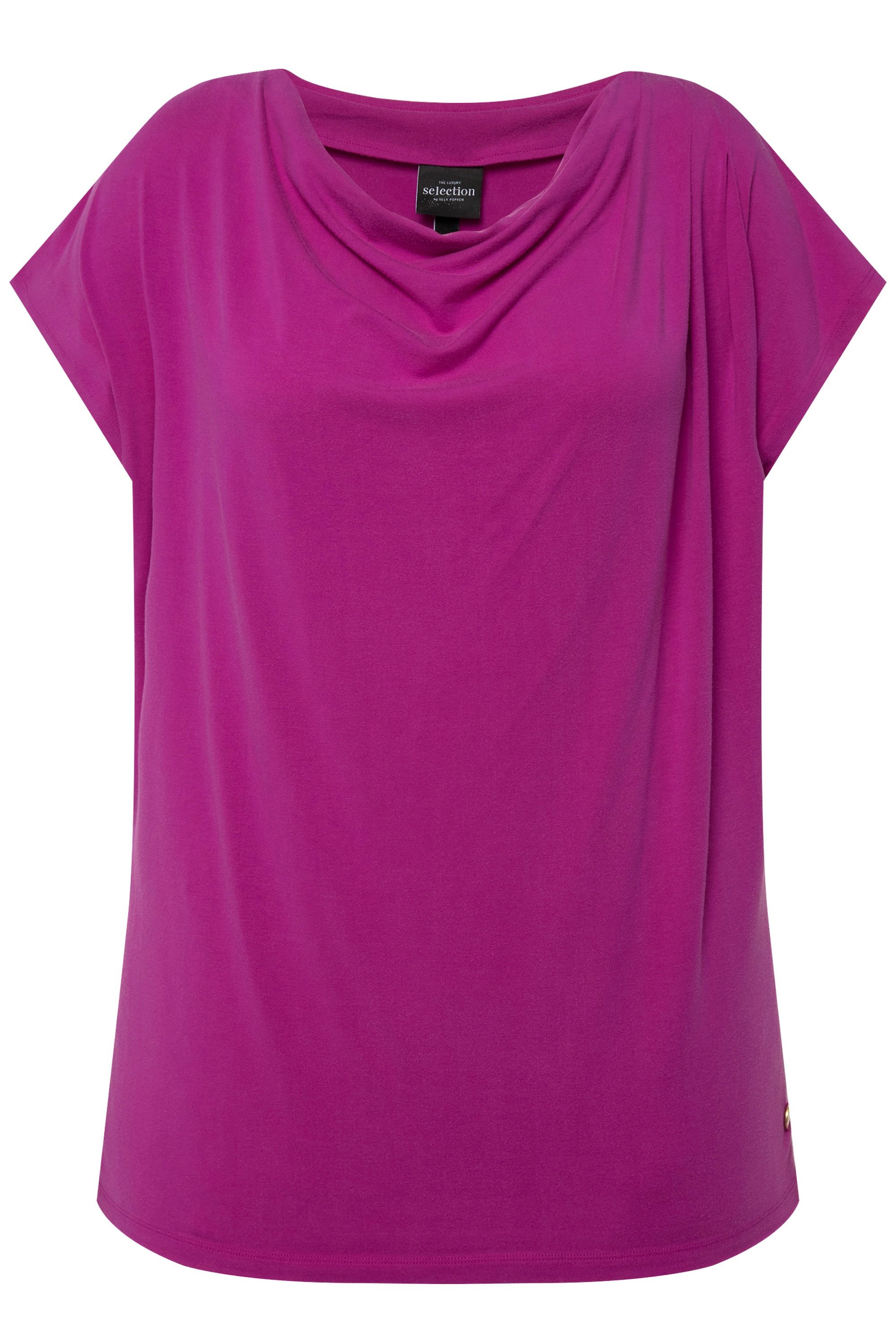 Ulla Popken T-Shirt T-Shirt Wasserfall-Ausschnitt Halbarm günstig online kaufen