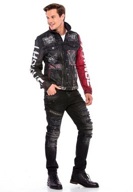 Cipo & Baxx Jeansjacke immrockigem Design mit Nieten