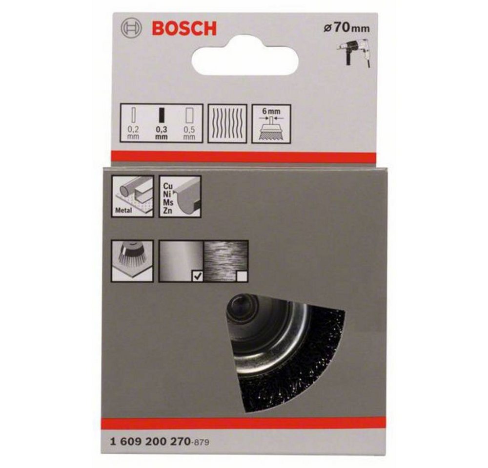 Thumbnail - BOSCH Schleifaufsatz Topfbürste, Stahl, gewellter Draht, 70 mm, 0.3