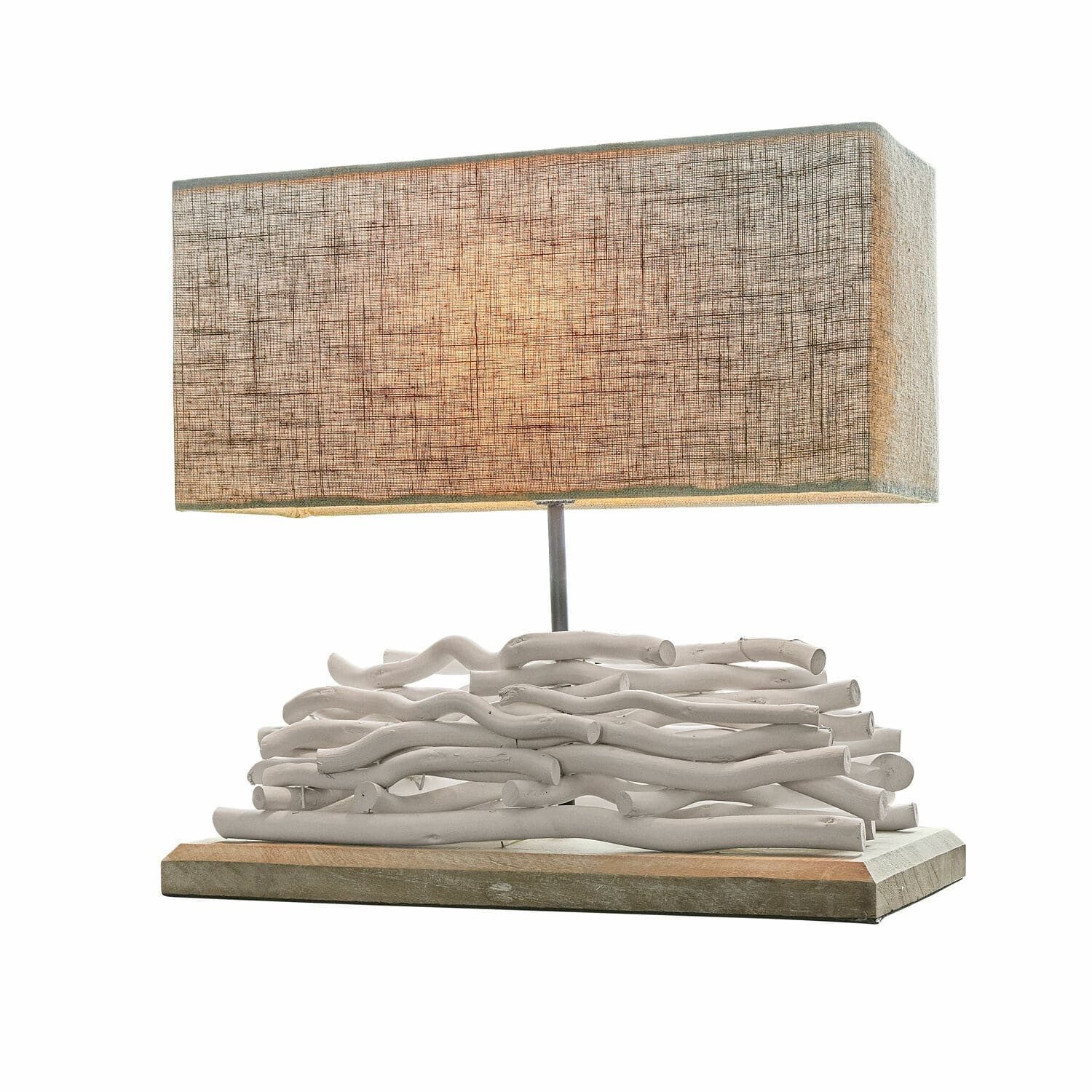 Mirabeau Tischleuchte Tischlampe Caribou leinen/weiß günstig online kaufen