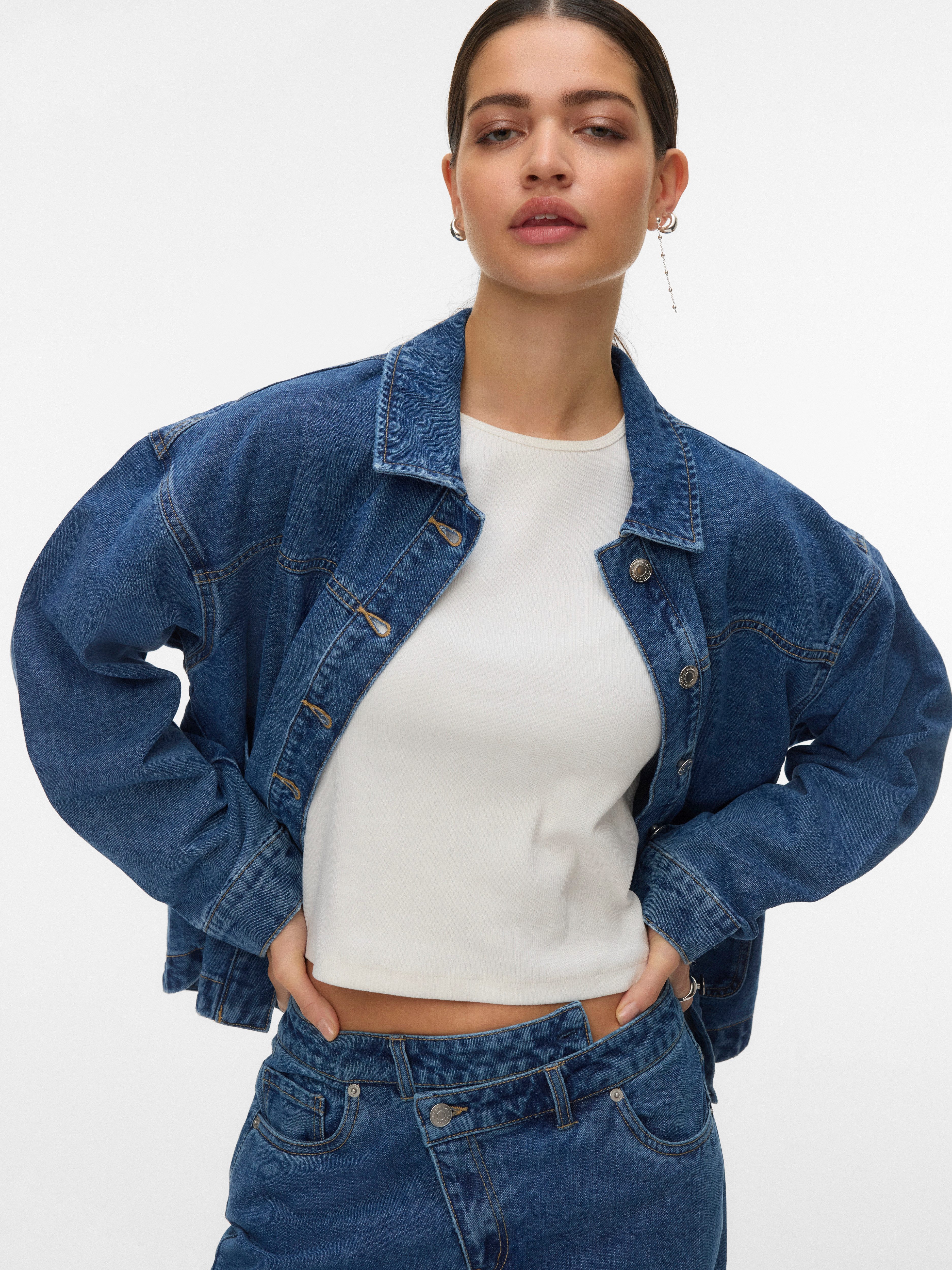 Vero Moda Jeansjacke VMJAMIE LS DENIM SHACKET MIX NOOS Baumwollmischung