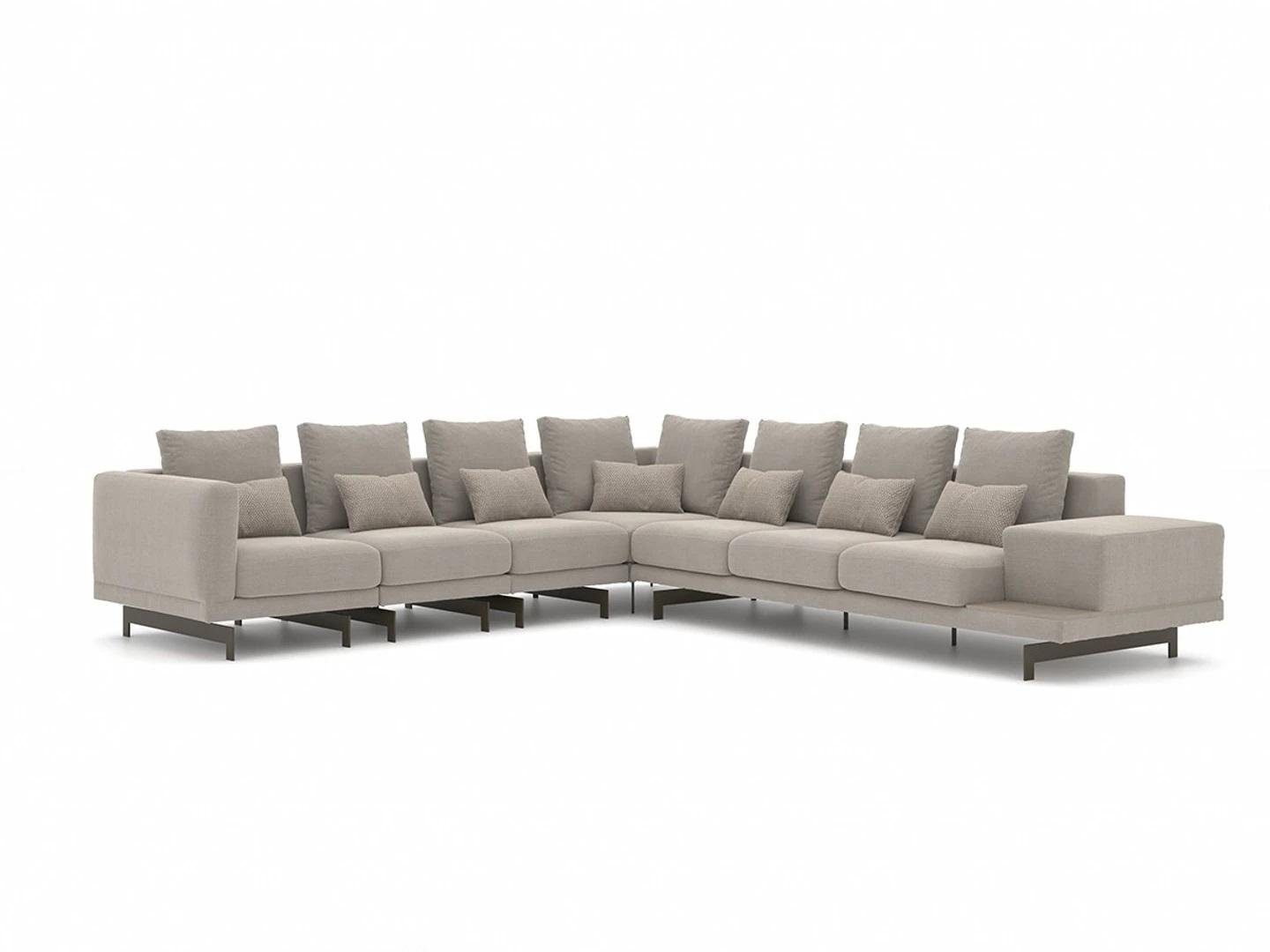 JVmoebel Ecksofa Luxuriöses Ecksofa mit hochwertigem Textilbezug und Edelstahlfüßen, 5 Teile, Made in Europa