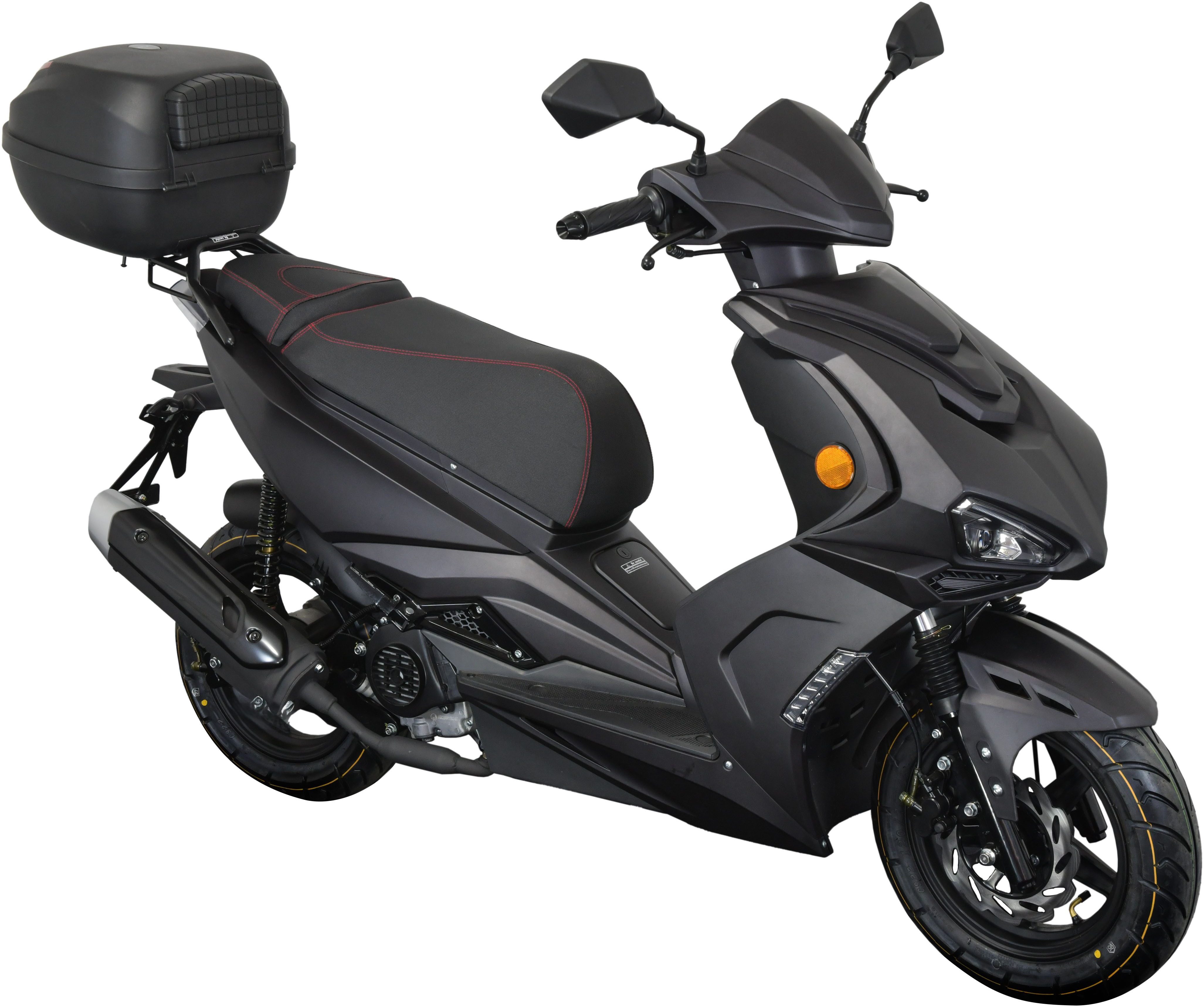GT UNION Motorroller Striker 25, 49,5 ccm, 25 km/h, Euro 5+, (Set, mit Topcase), Luftgekühlter Motor