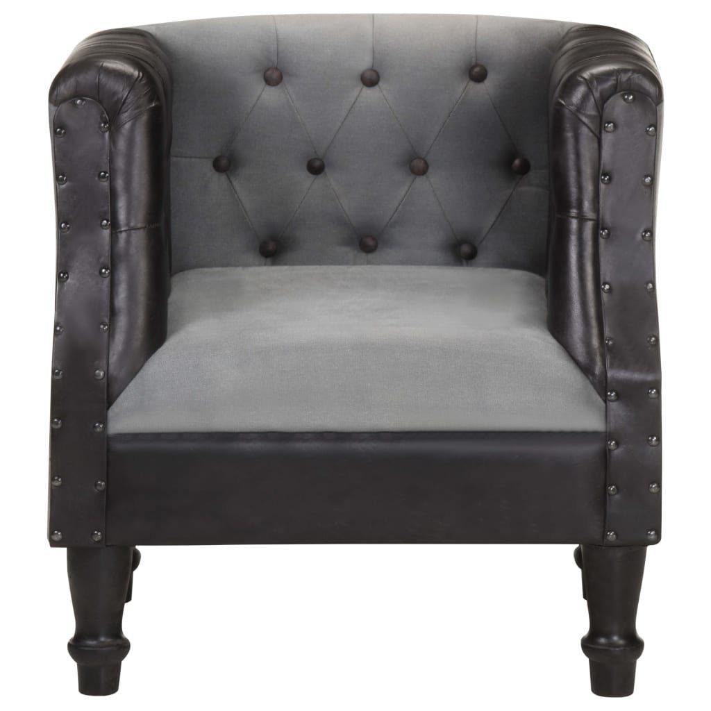 vidaXL Sessel Sessel Schwarz Echtleder und Massivholz (1-St)