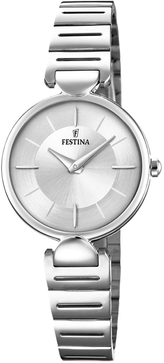 Festina Quarzuhr Festina Damen Uhr F20319/1 Edelstahl, Damen Armbanduhr rund, Edelstahlarmband silber