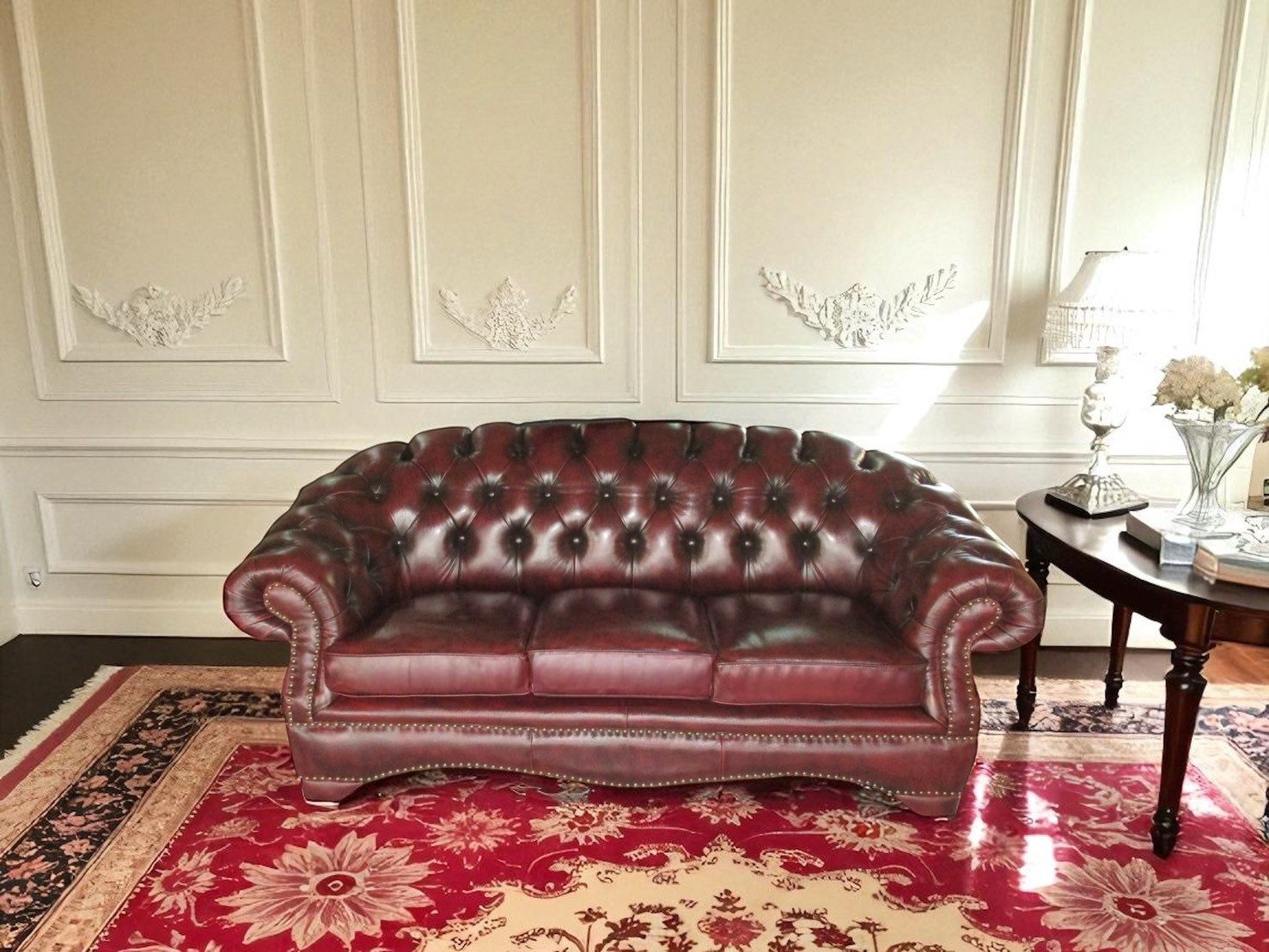 Salottini Polstergarnitur SOFORT LIEFERBAR Chesterfield Premier Sofagarnitur 3/1/Ottoman Rot, (3-tlg)
