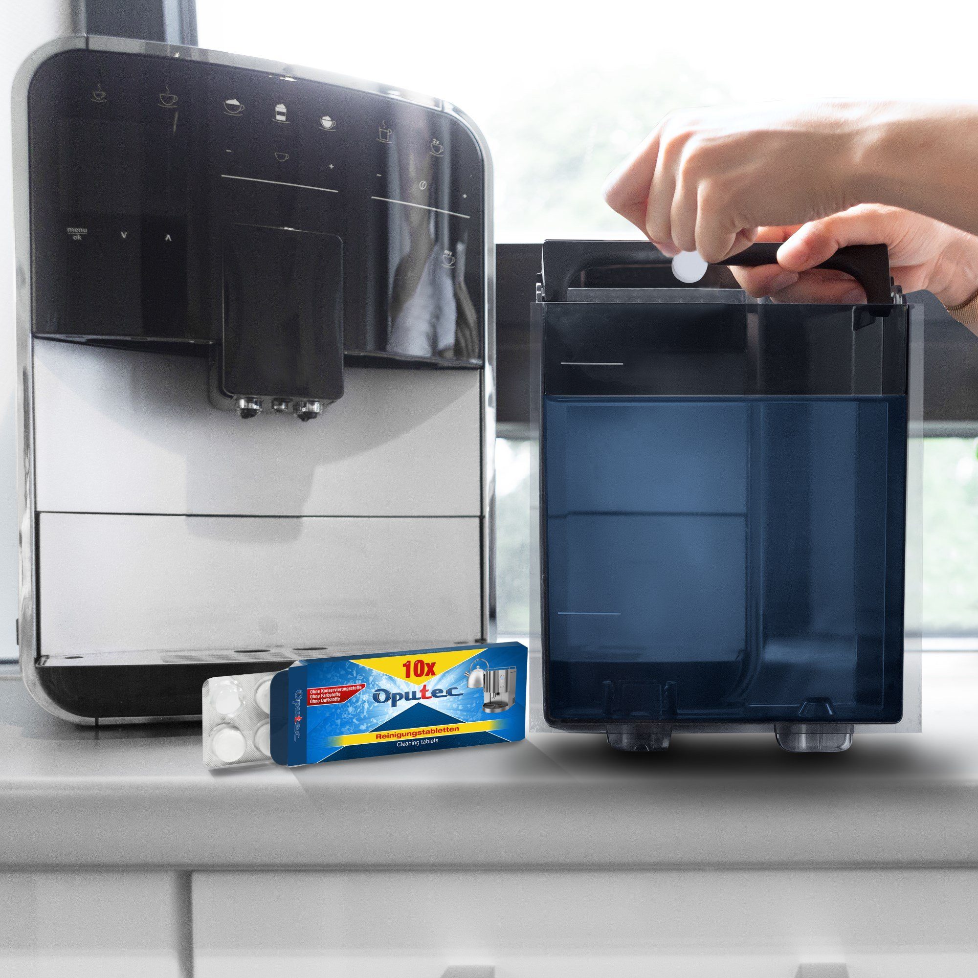 Oputec 30 Stück Reinigungstabletten für Kaffeevollautomaten Kaffeemaschinen Kaffeefettlöser (Sparset, [- Made in Germany)
