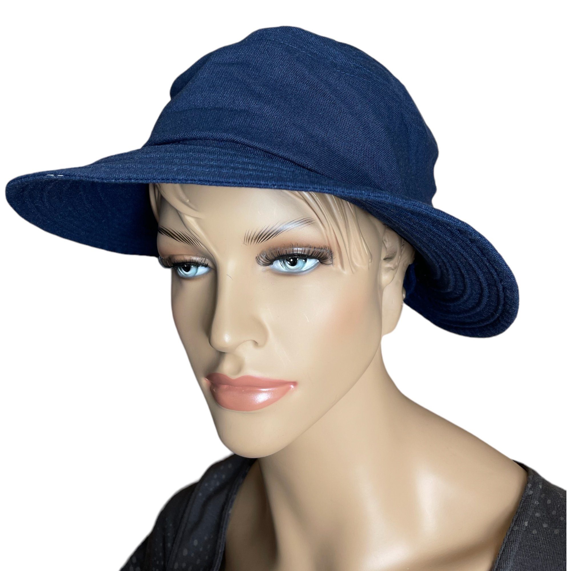 Taschen4life Sonnenhut Modischer Sommer Leinen Hut Bucket Hat, Größenverstellbar, unisex, Fischerhut marineblau