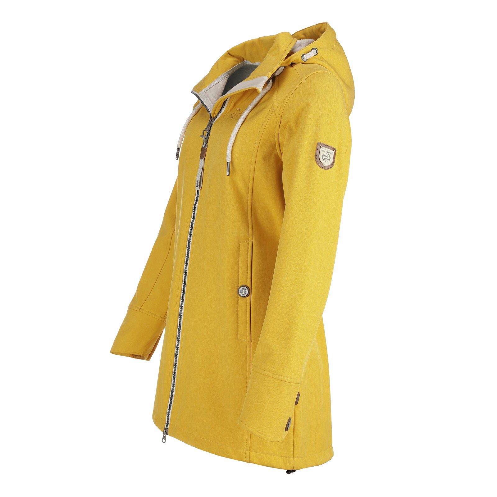 Dry Fashion Softshelljacke Sellin Damen Softshell Mantel Sellin Meliert mit Fleece-Futter und Kapuze