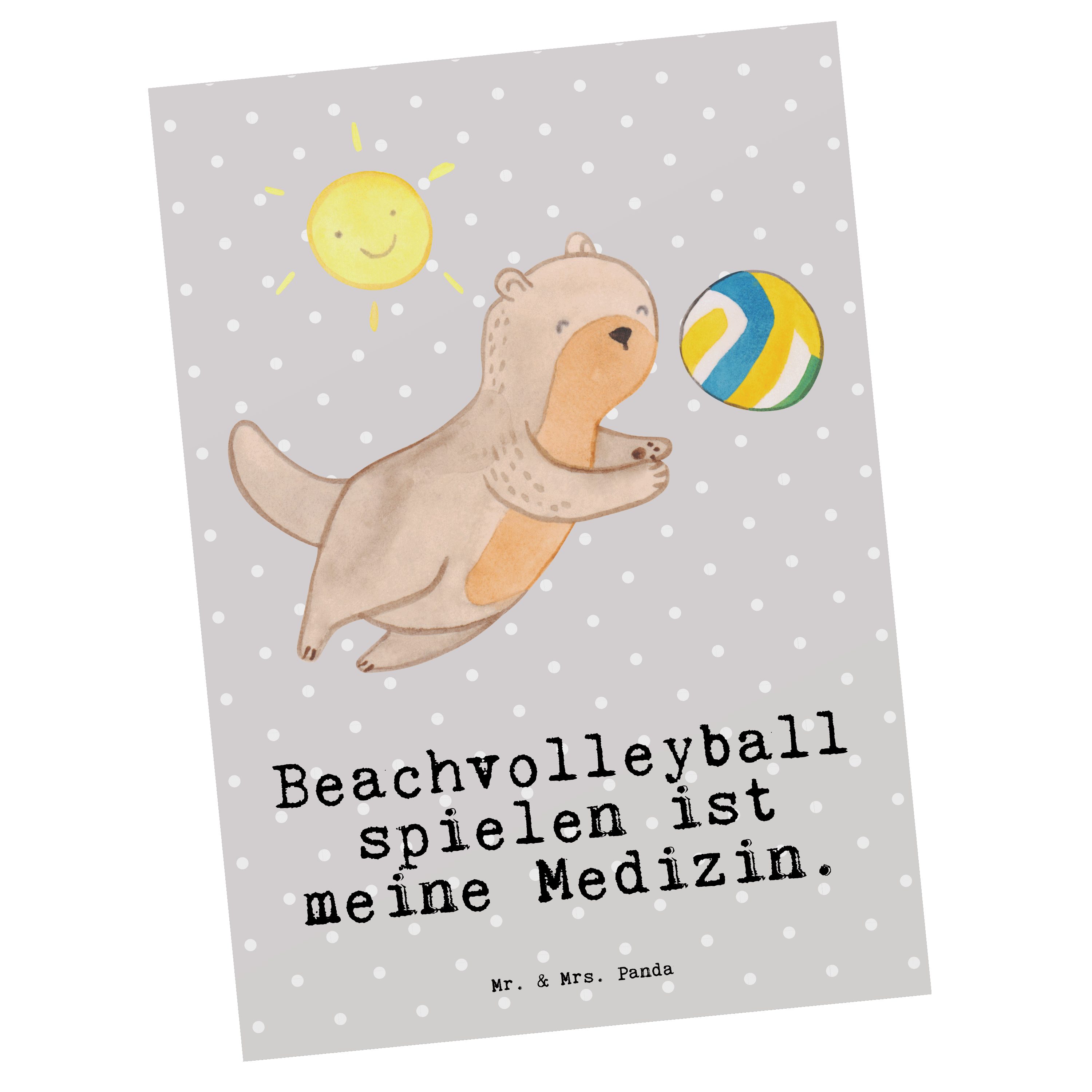 Otter D Beachvolleyball Pastell Medizin & Postkarte - Panda Geschenk, Einladung, - Mr. Grau Mrs.