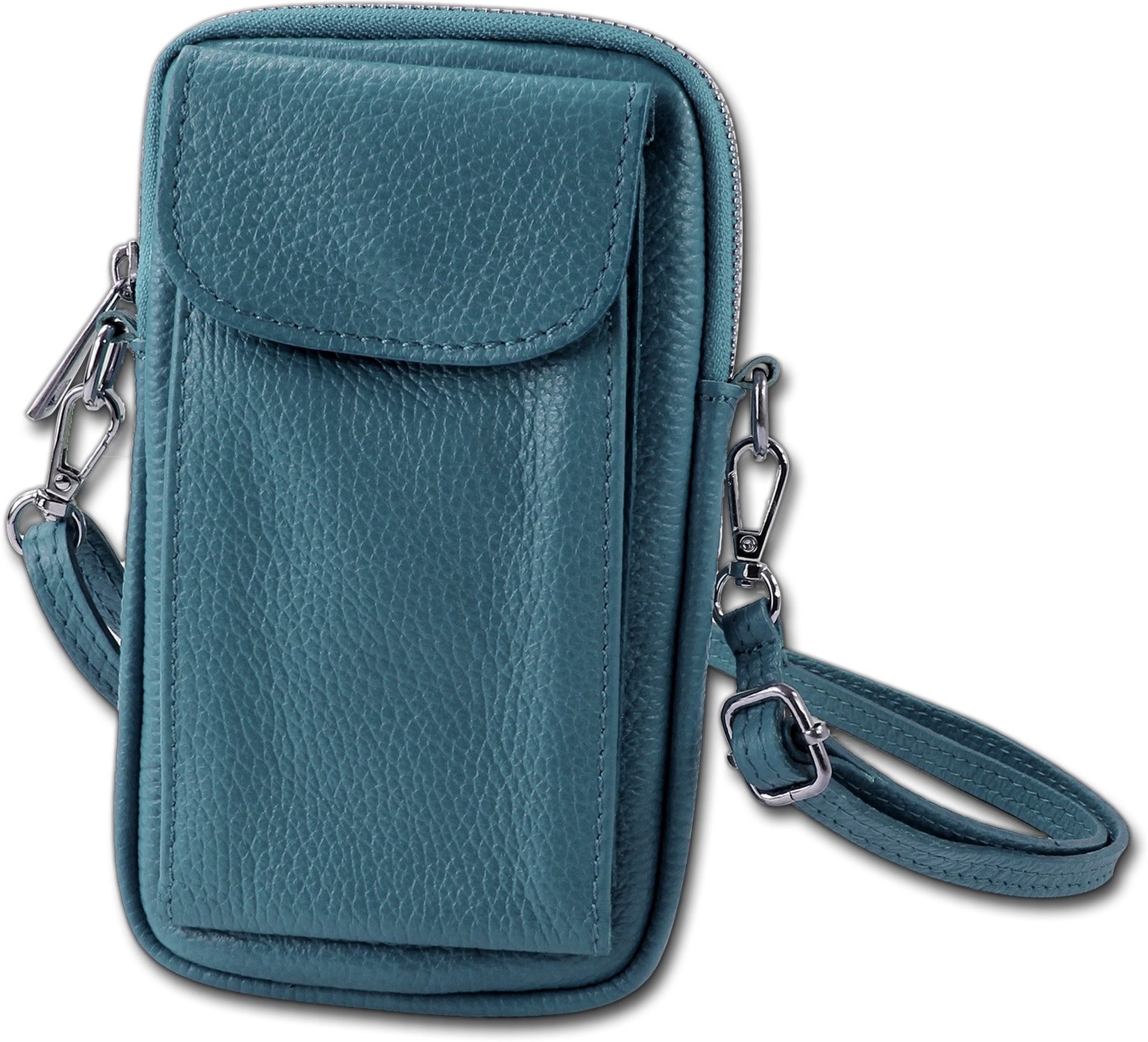 Toscanto Umhängetasche Toscanto Damen Umhängetasche Handtasche (Umhängetasche, Umhängetasche), Damen Tasche Echtes Leder hellblau, Made-In Italy ca. 12cm