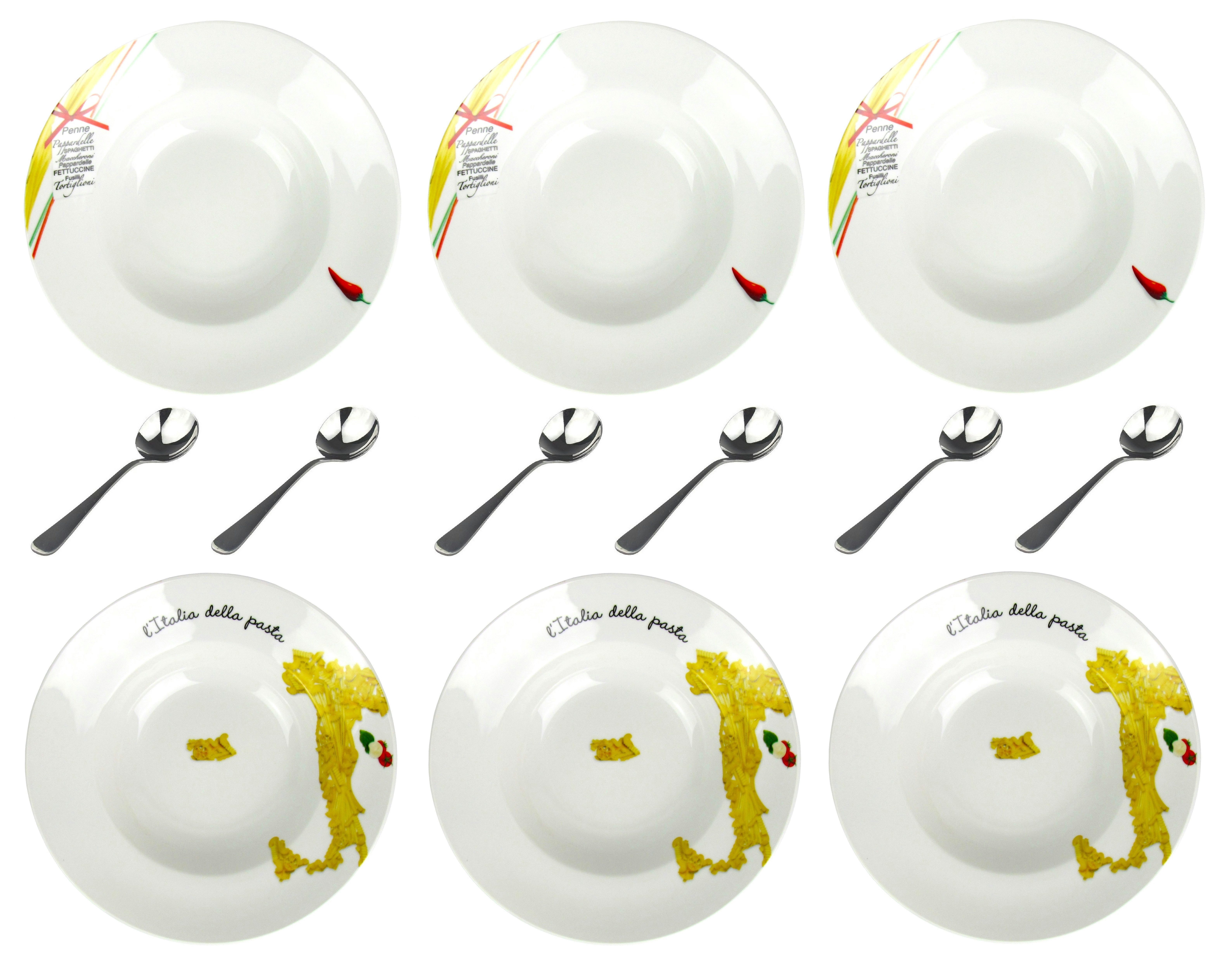 Retsch Arzberg Паста тарелка XL Ø 27 cm italienisches Design, (6 St), Inkl. Pastalöffel Spülmaschinengeeignet