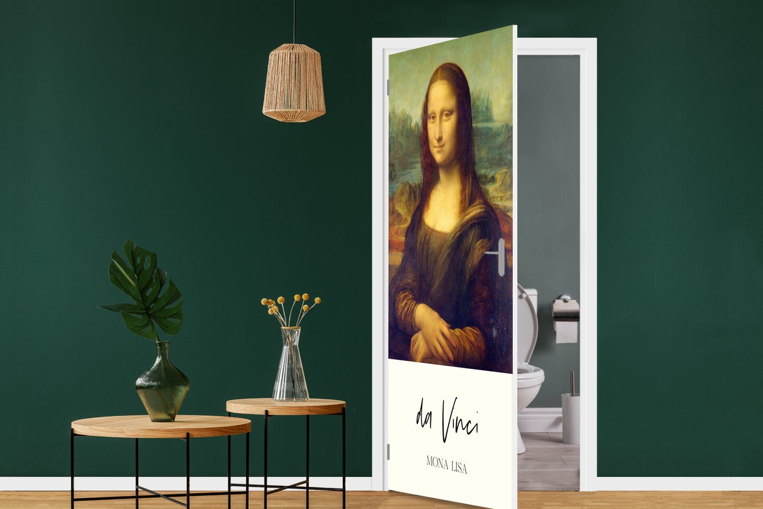 - - 75x205 (1 bedruckt, cm Alte Türaufkleber, Leonardo Matt, Fototapete MuchoWow Tür, für Türtapete Mona Vinci da Meister, Lisa St),