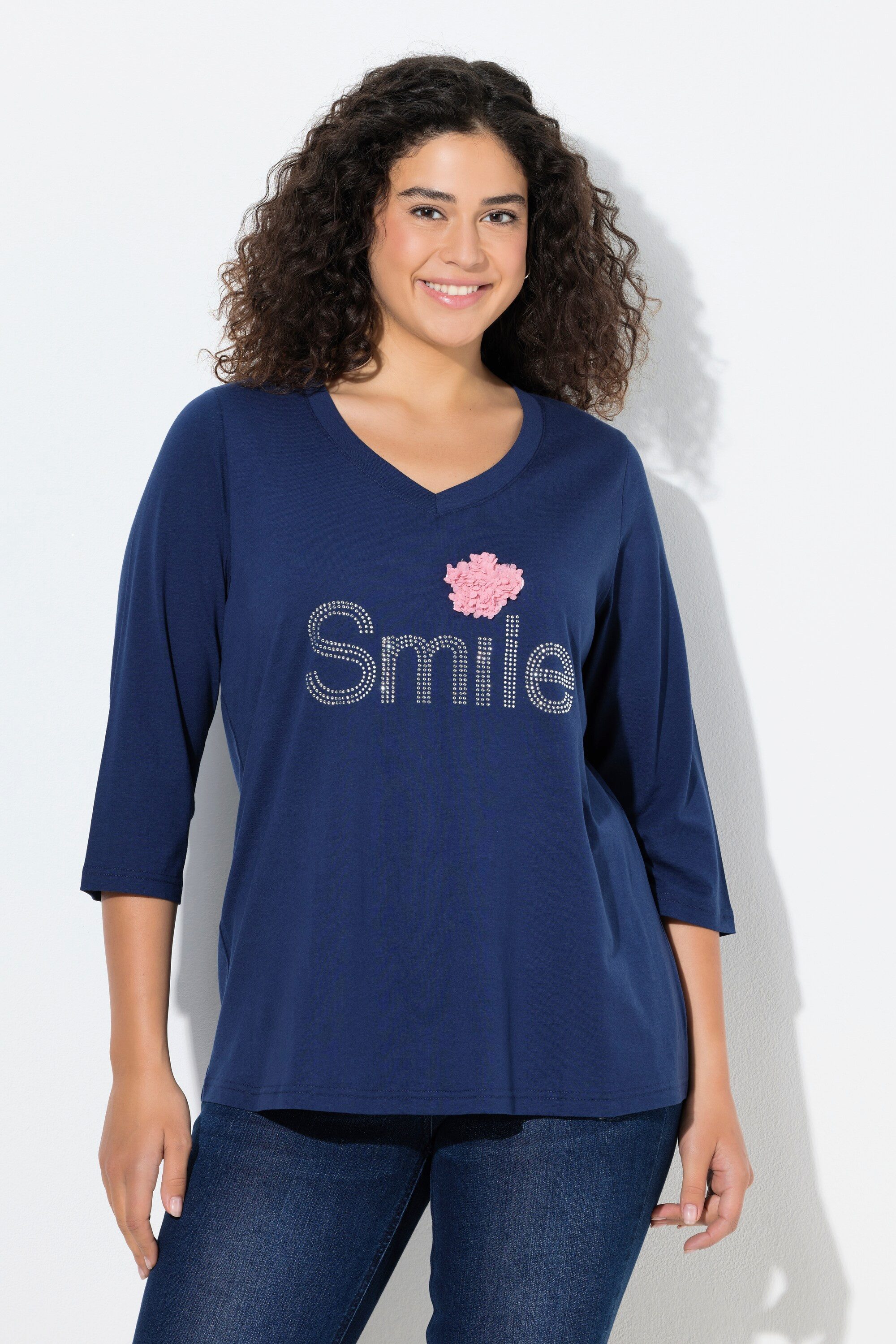 T-Shirt Shirt Smile Classic V-Ausschnitt 3/4-Arm