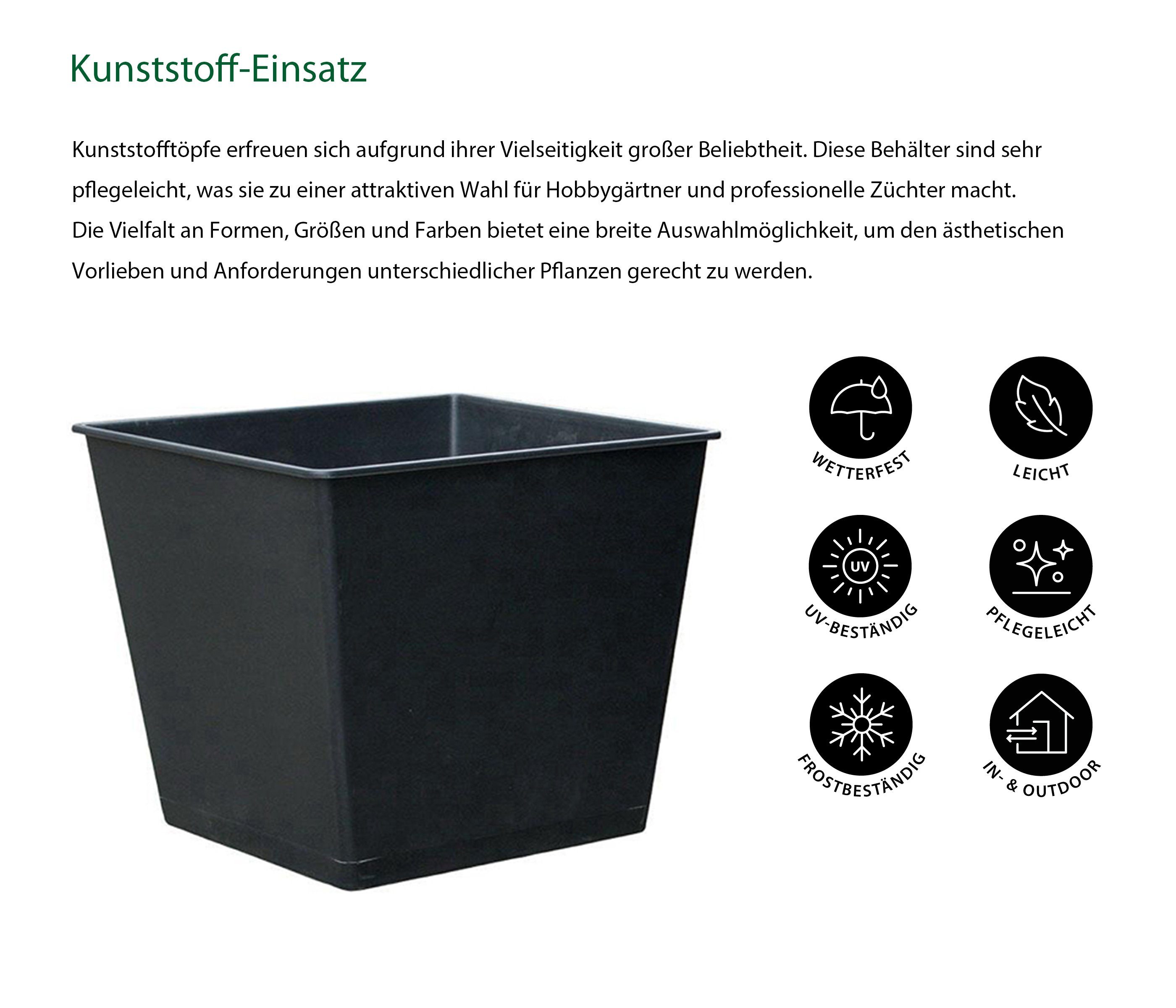 Dehner Blumentopf Universal Kunststoff-Einsatz eckig, schwarz