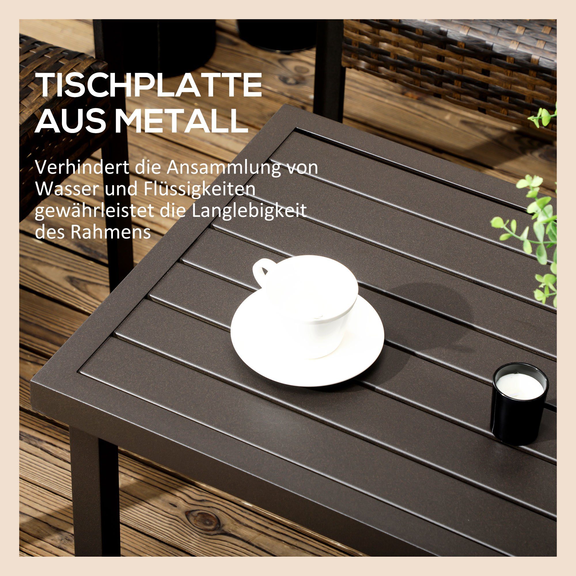 Outsunny (Set, Couchtisch Holzoptik Couchtisch), mit 1-St., Beistelltisch