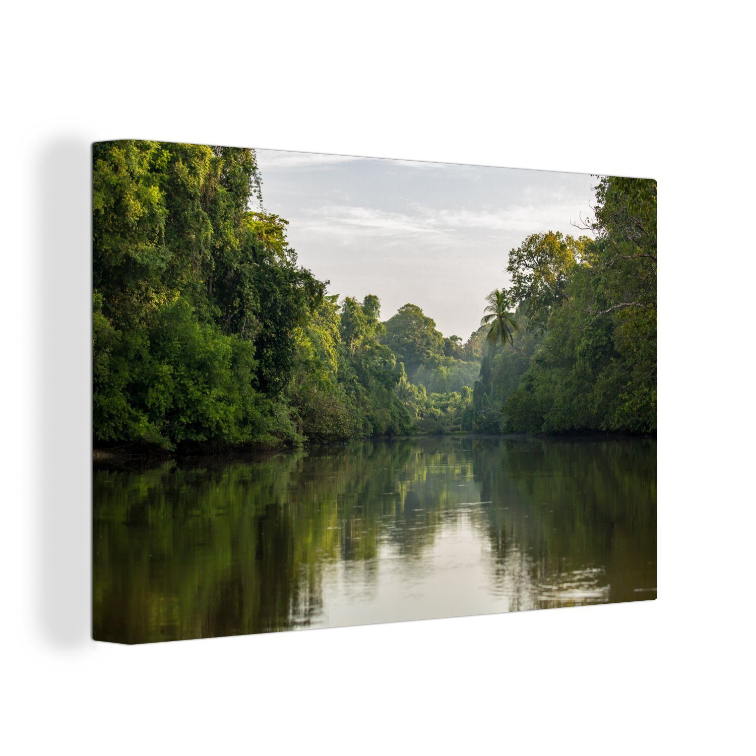 in Leinwandbilder, Costa, St), OneMillionCanvasses® Corcovado-Nationalparks den Großer des Wandbild Fluss unter cm Wanddeko, Aufhängefertig, Bäumen Leinwandbild (1 30x20