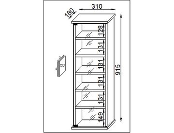 VCM CD-Regal Holz CD DVD Wandregal Schrank Loposa Glastür, 1-tlg.