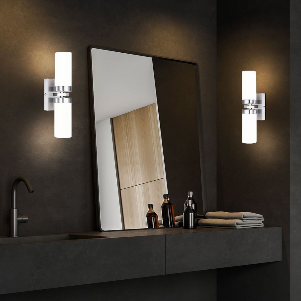 etc-shop wandleuchte, leuchtmittel nicht inklusive, 2er set wandlampe  spiegel badezimmer leuchte up down strahler