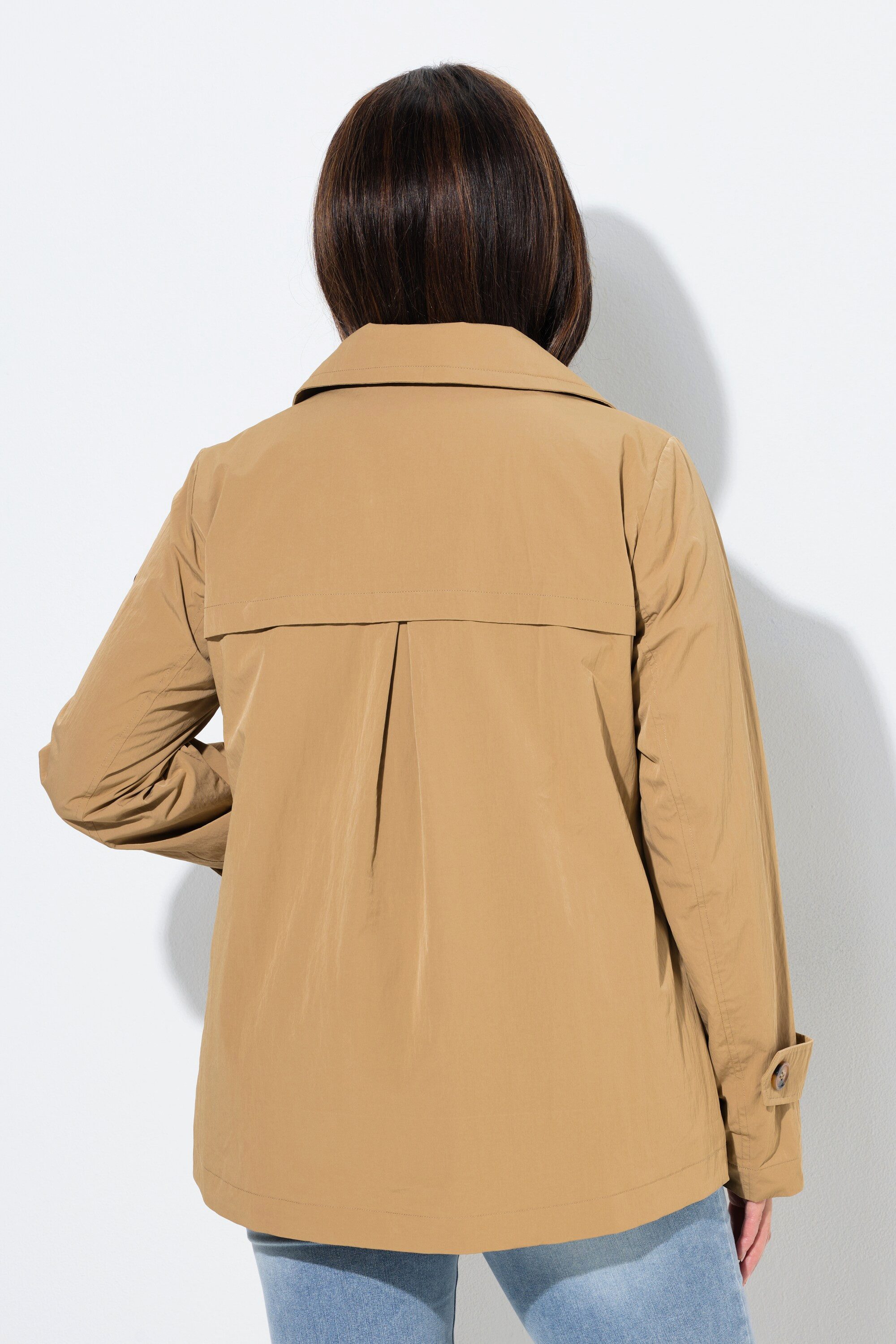 Ulla Popken Outdoorjacke HYPRAR Kurz-Trenchcoat A-Linie wasserabweisend