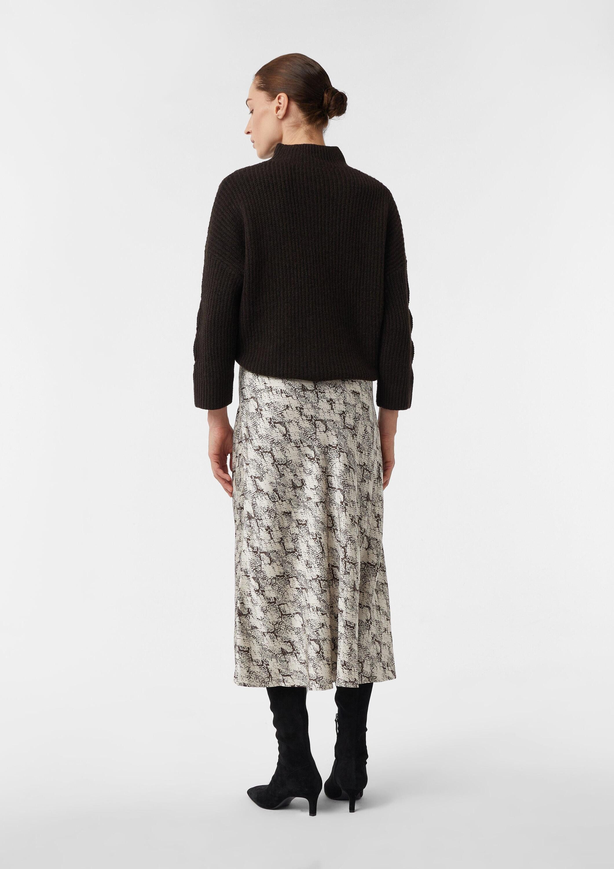 comma Midirock Rock Satin-Rock in Midilänge mit All-over-Print