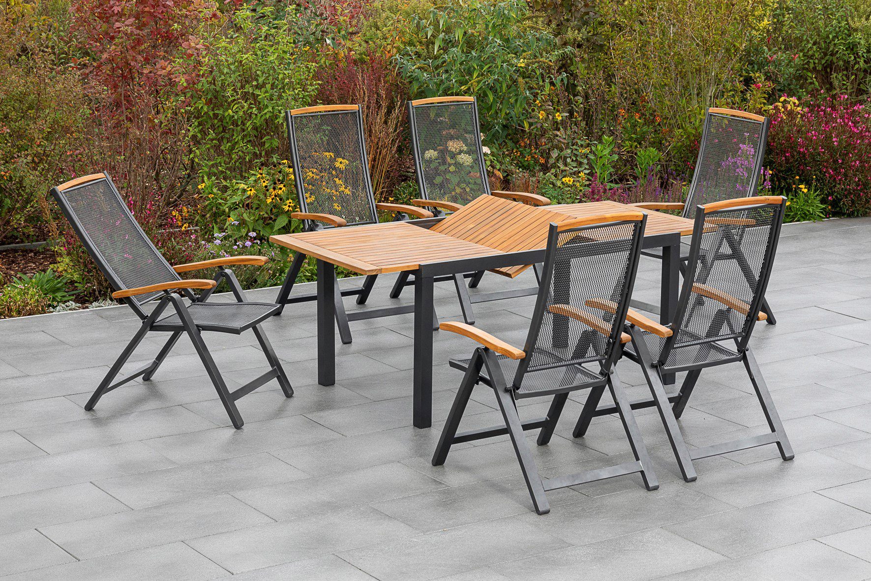 MERXX Garten-Essgruppe Tilos, (7-tlg), 6 Klappsessel günstig online kaufen