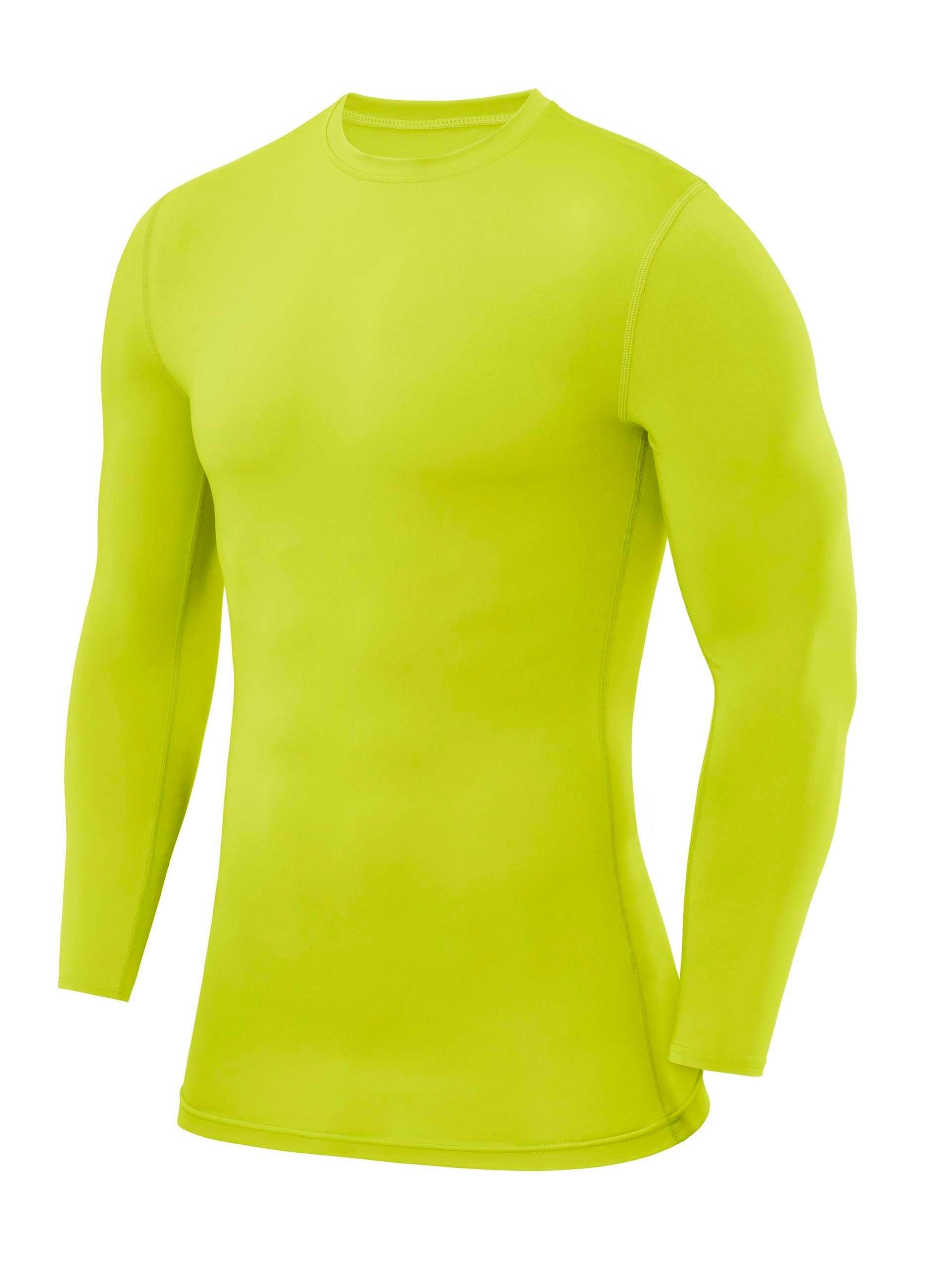 POWERLAYER Langarmshirt PowerLayer Kompressions Shirt Herren Rundhalsausschnitt Grün XS