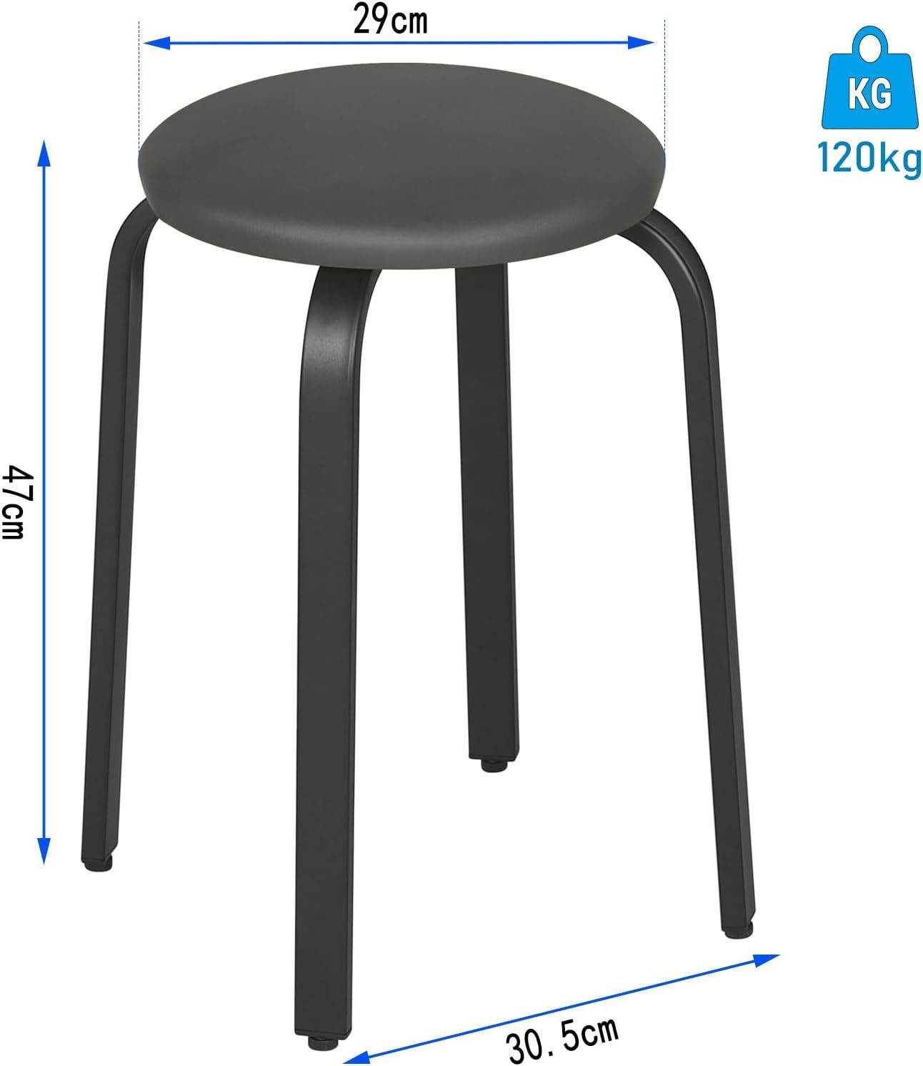 EUGAD Esszimmerstuhl (2 St), stapelbar, mit Kunstlederbezug, Esszimmerhocker