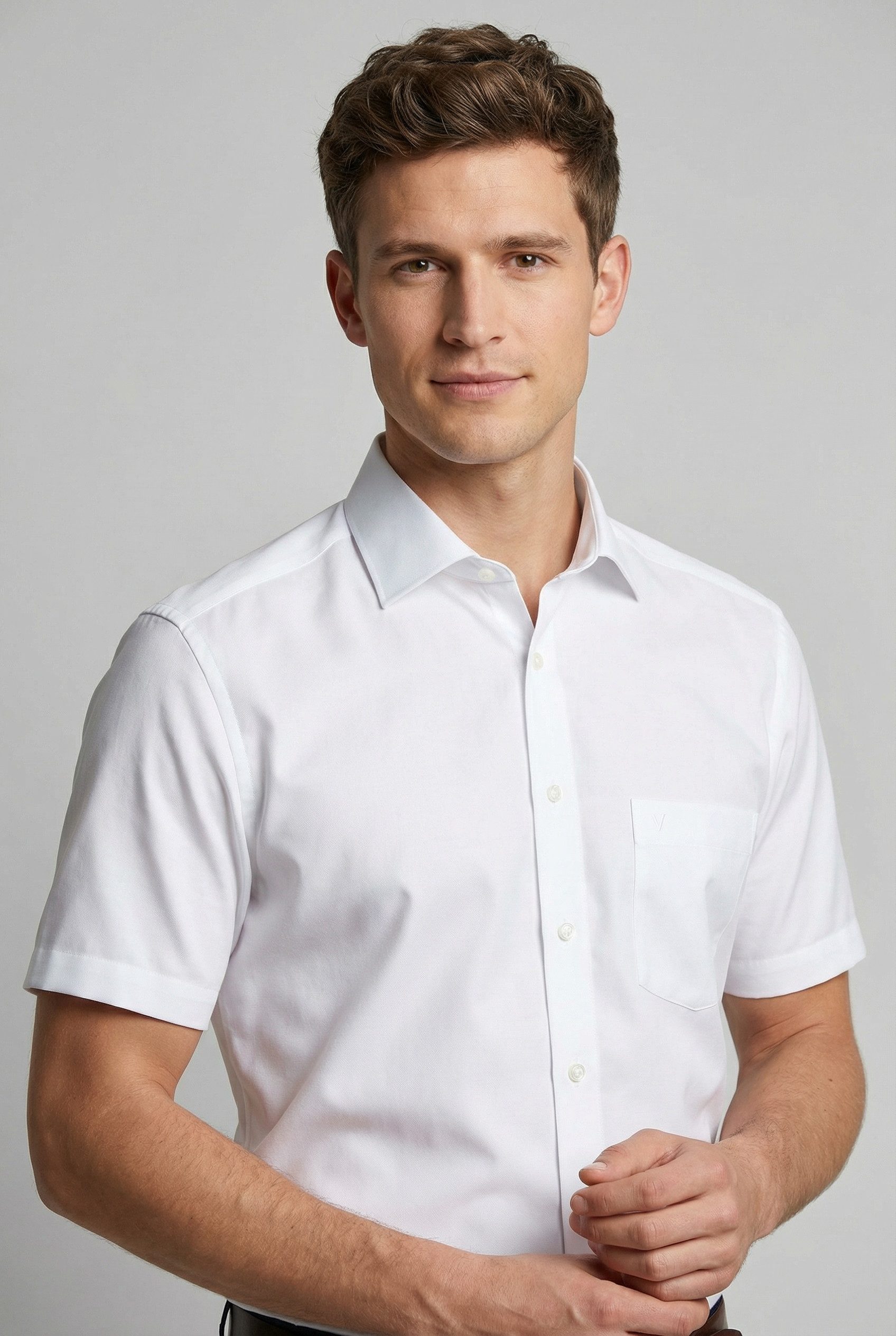 MARVELIS Kurzarmhemd modern fit, Busnesshemd, New Kentkragen, bügelfrei