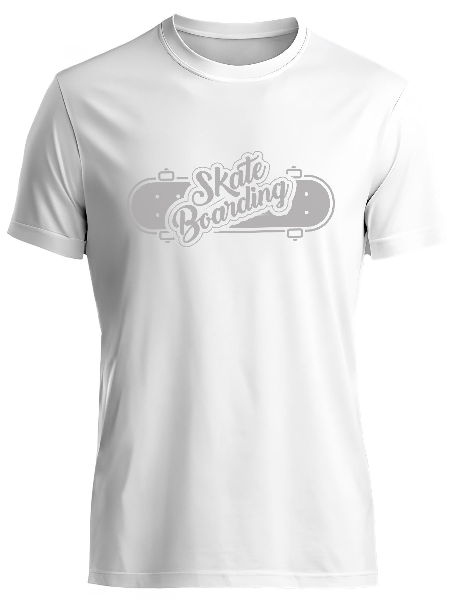MyDesign24 T-Shirt Skater print Shirt Skateboarding Skater T-Shirt weiss kurzarm Regular Fit i539