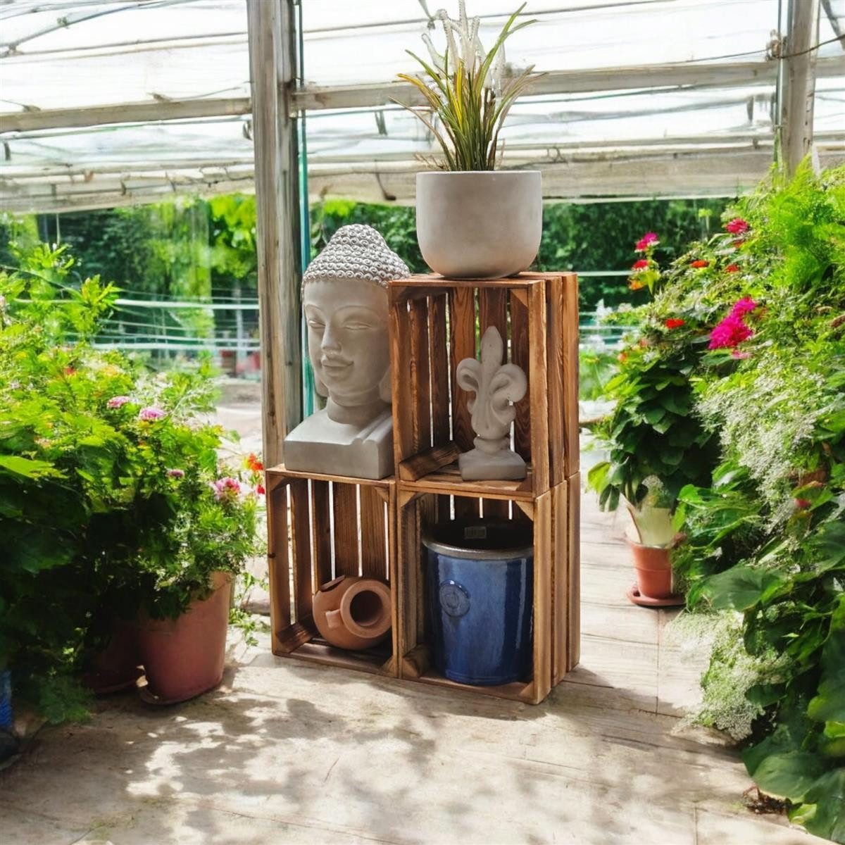 Teramico Holzkiste Holzkiste 40 x 30 x 25 cm 3er SET Geflammt, Aufbewahrung günstig online kaufen