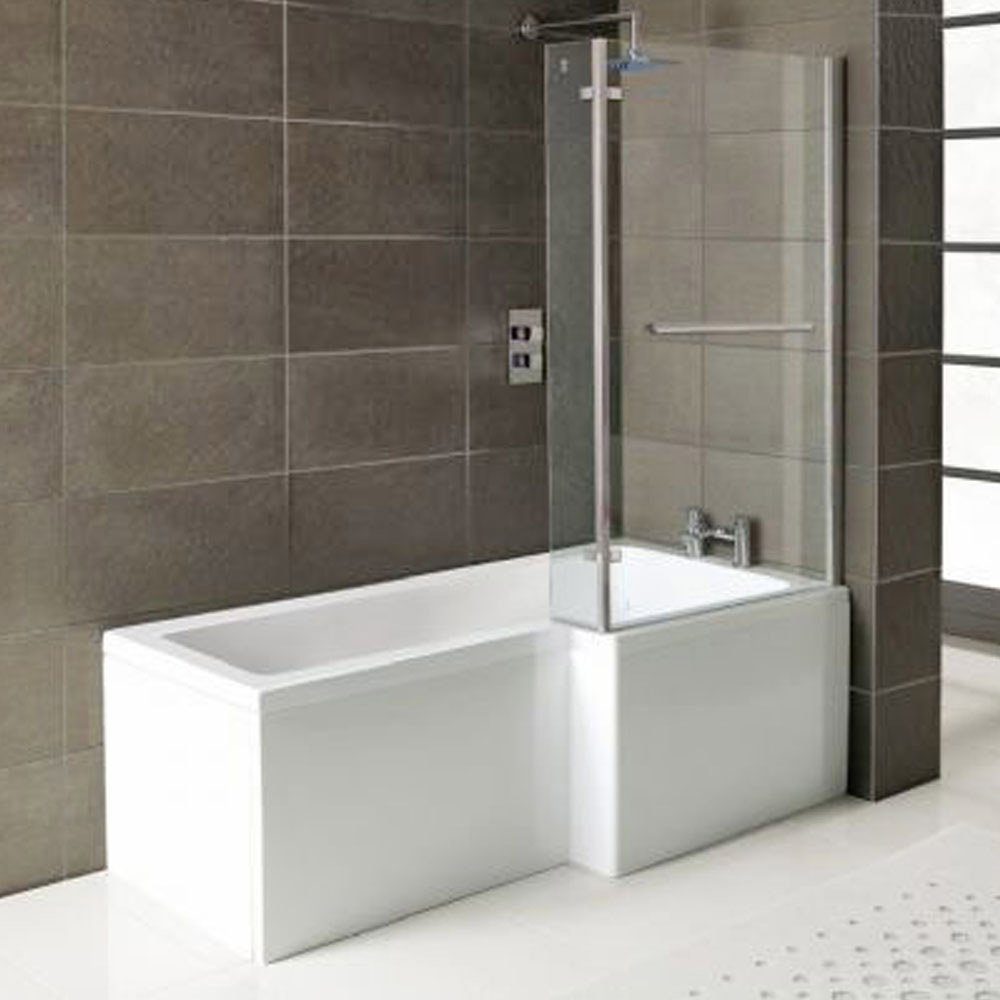 HAK Badewanne Syna Komplettset mit Duschzone, (Komplettset, 4-tlg), Raumsparbadewanne 167,5x85/70