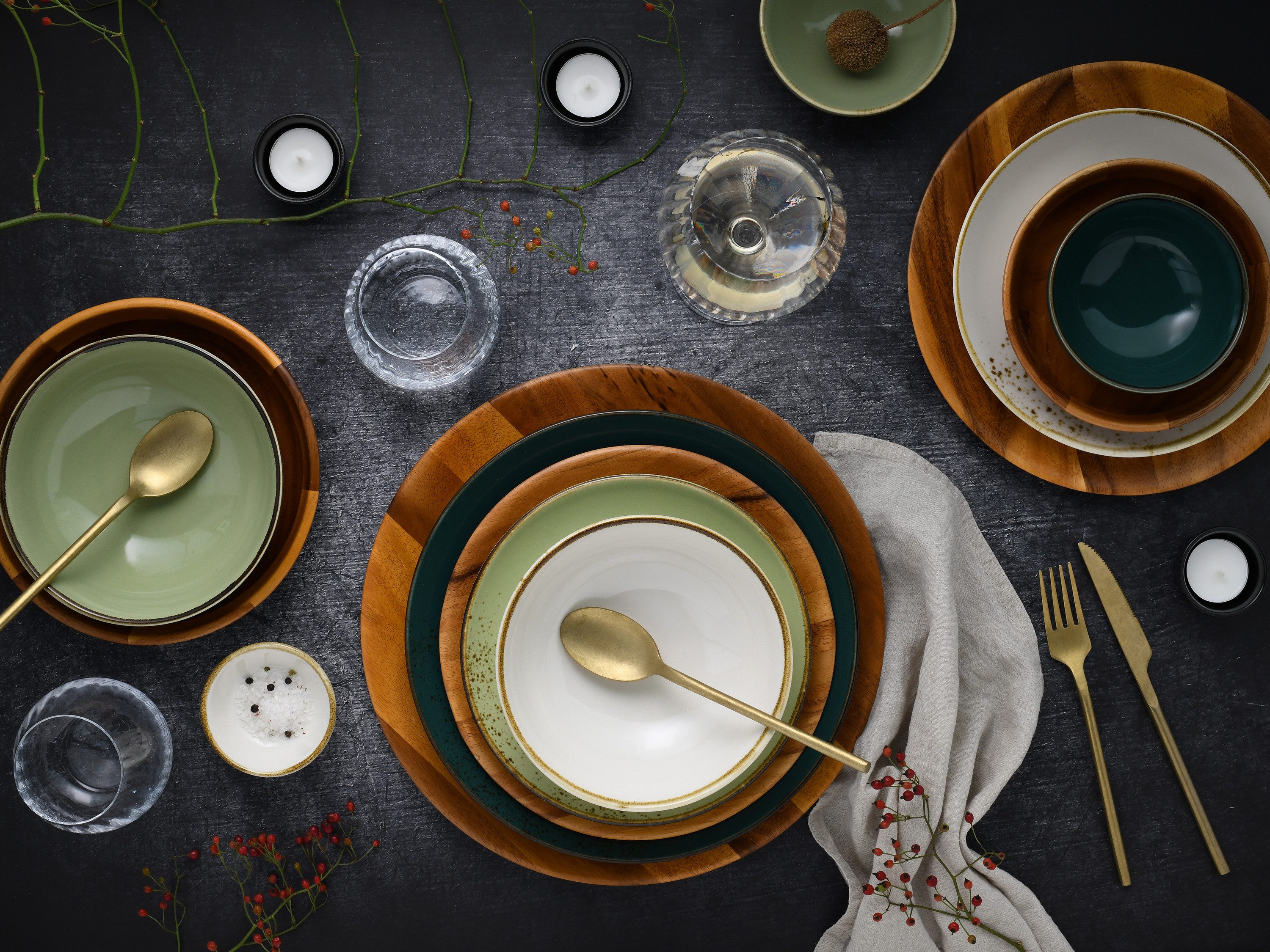 CreaTable Teller Nature Collection Akazienholz, (6 St)