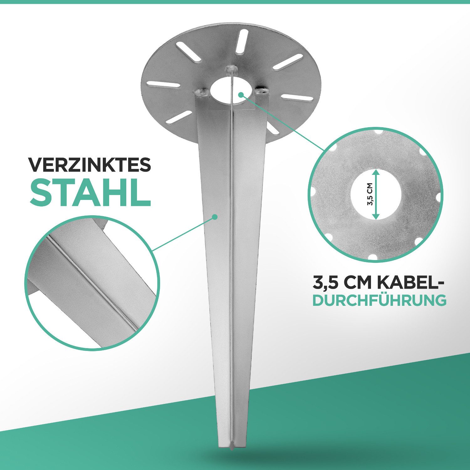 Kamelio Bodenhülse 1x Erdspieß Metall 30cm für Gartenleuchte Außenleuchte Steckdose, (1-St)