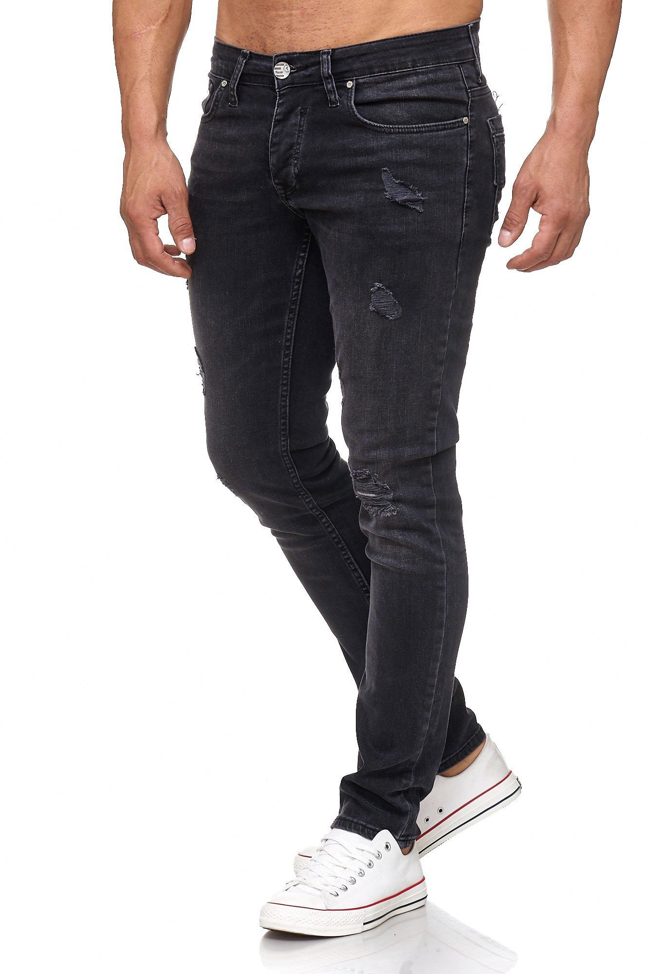 Tazzio Slim-fit-Jeans 17502 im Destroyed-Look schwarz | Stretchjeans