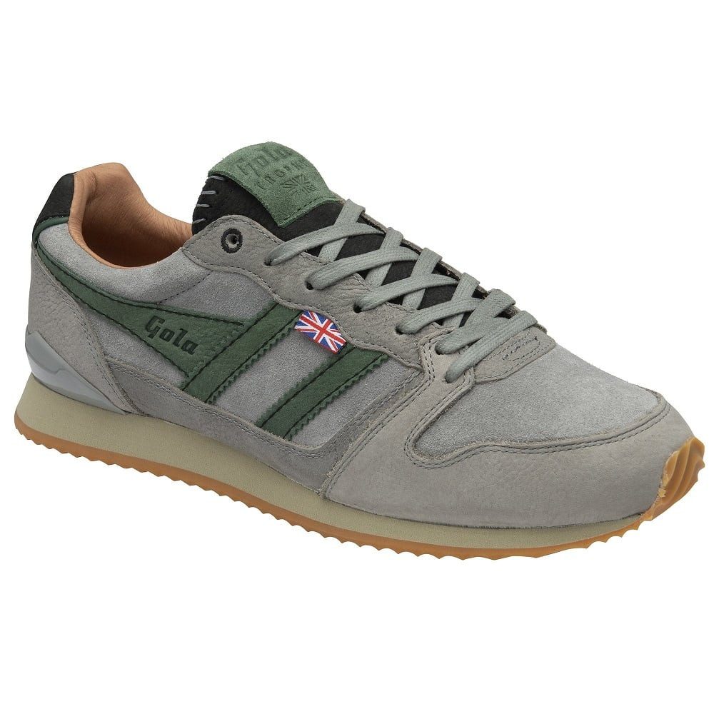 Gola Trophy Cambridge 2025 - Made in England - zementgrau/immergrün Herren Sneaker