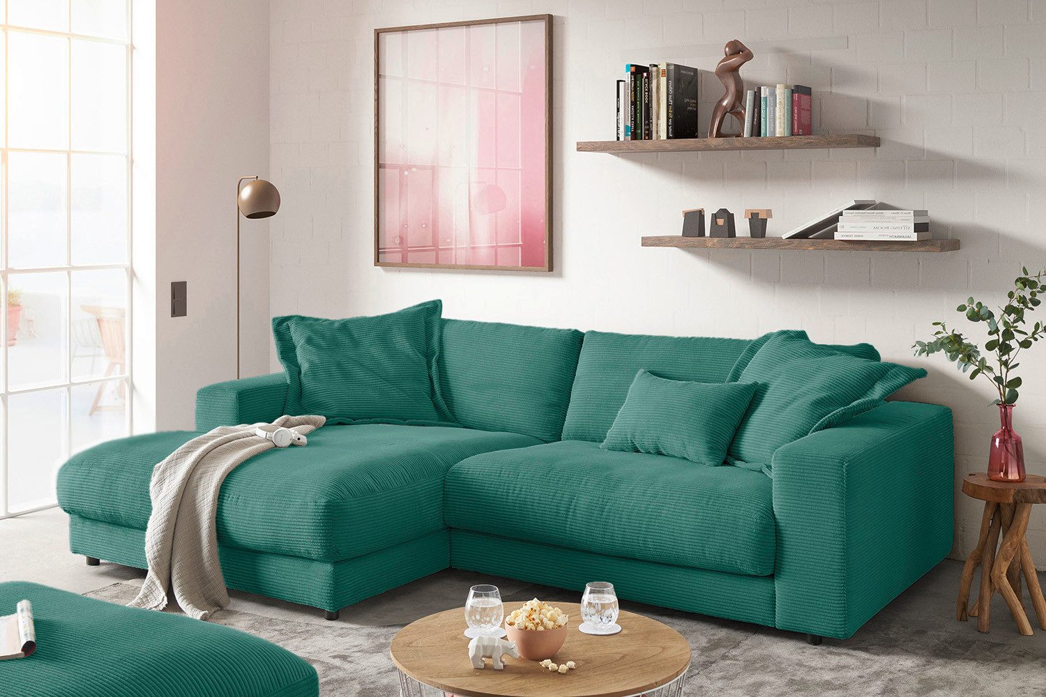 KAWOLA Ecksofa MADELINE, Sofa Cord Longchair rechts od. links versch. Цвета(ов)