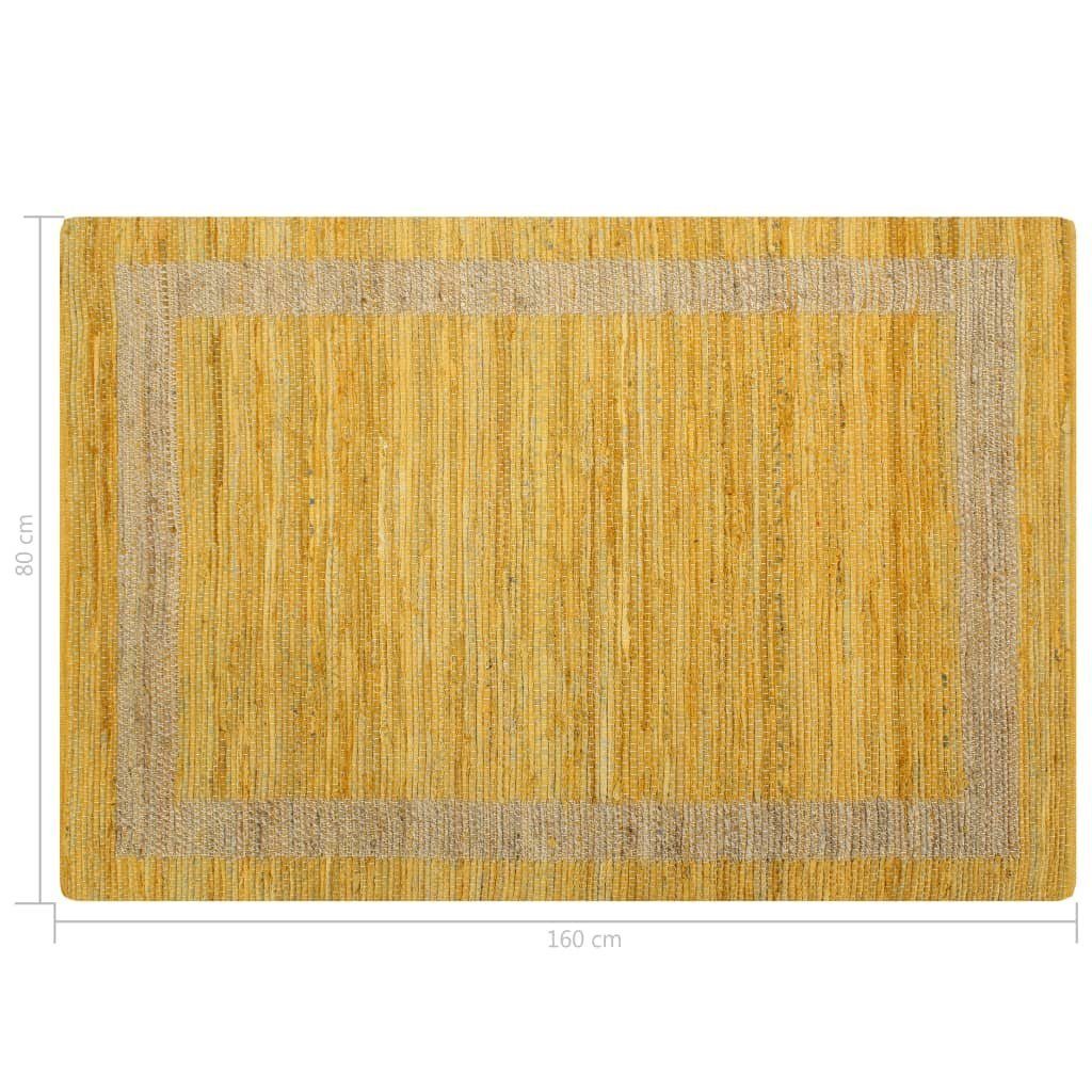 Rechteckig Teppich Handgefertigt 80x160 Jute Gelb Teppich vidaXL, cm,