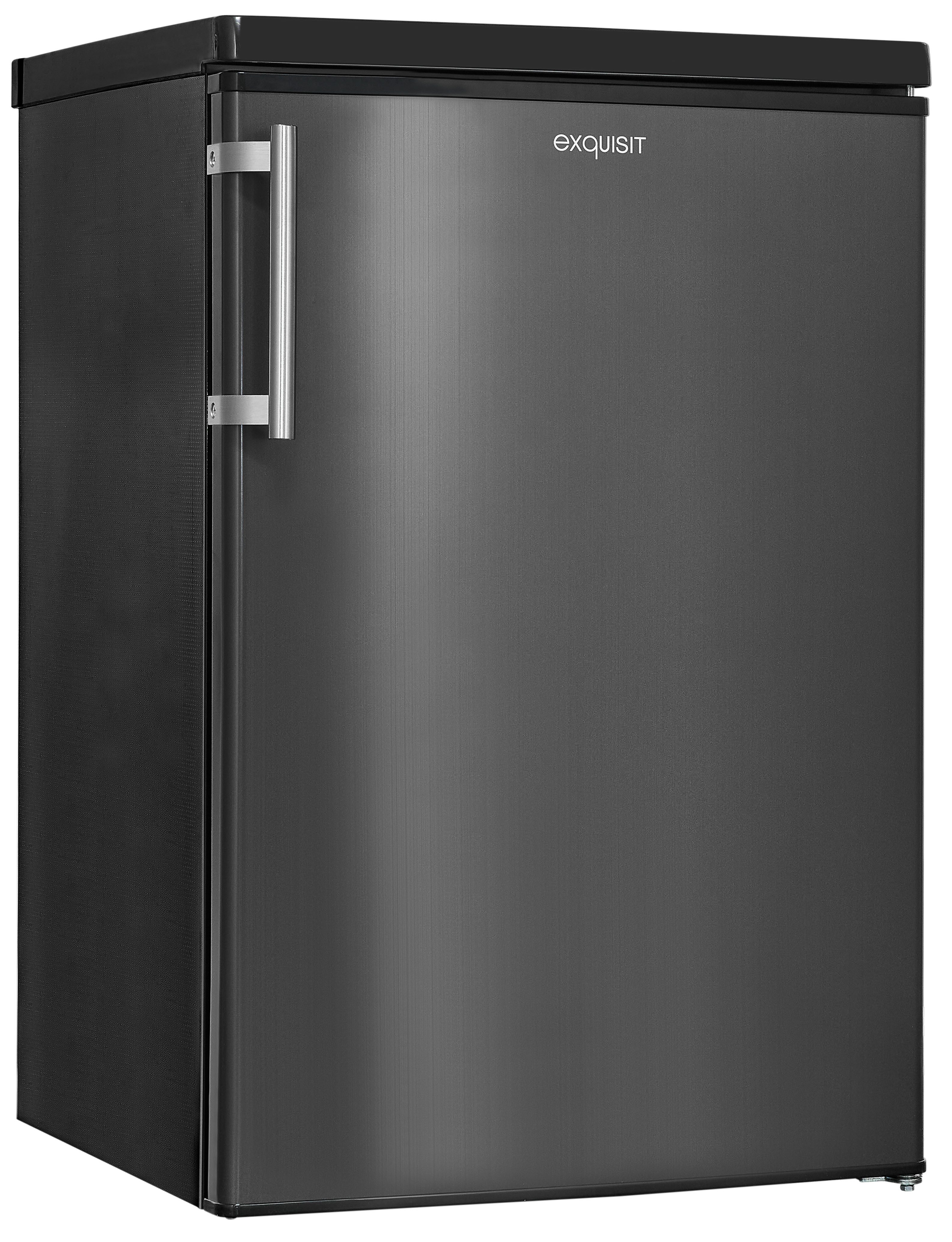 exquisit Kühlschrank KS16-V-H-040E inoxlook-az, 85,5 cm hoch, 55 cm breit, Kompakt & flexibel – ideal für Küche, Büro & Ferienwohnung