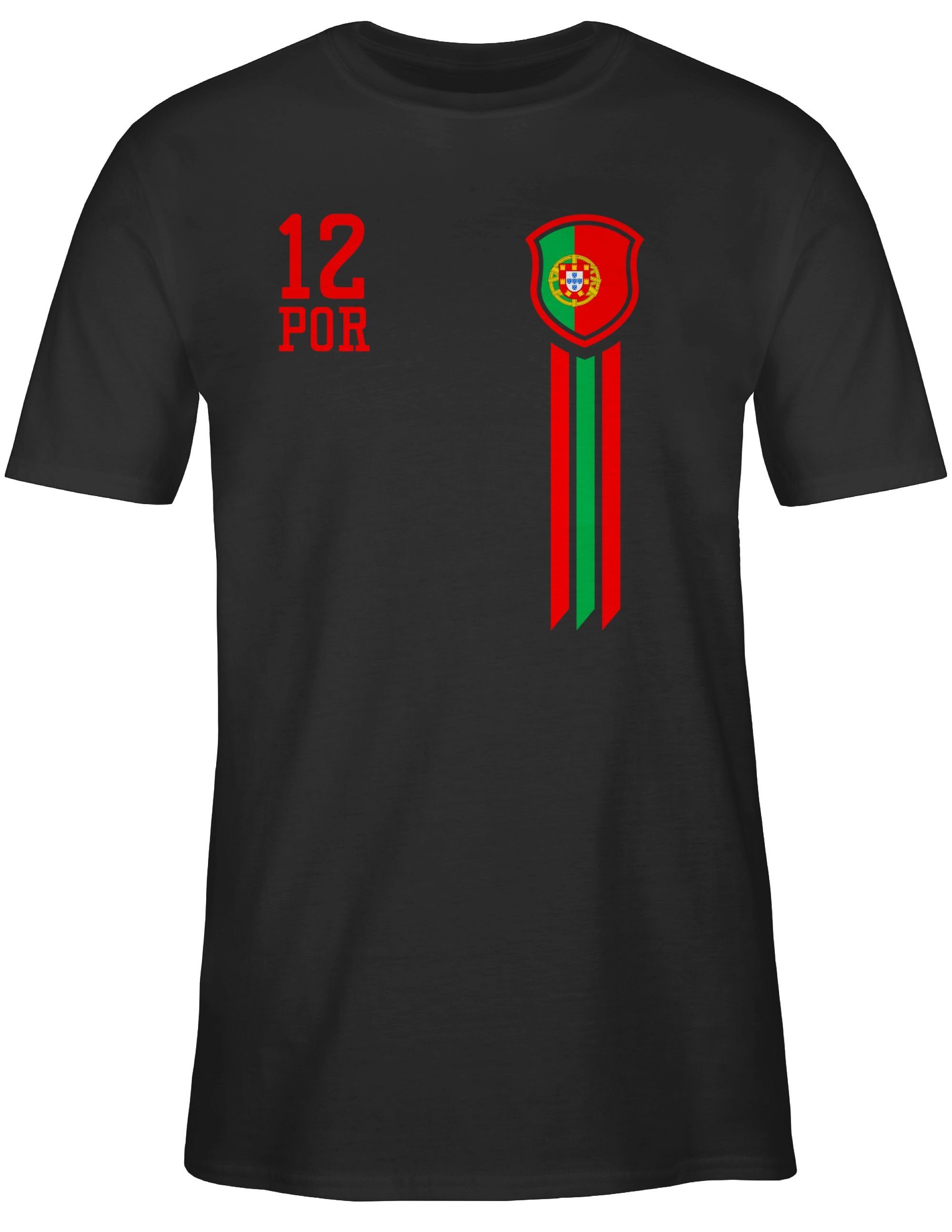 WM Portugal EM 12. T-Shirt 2024 Mann Shirtracer Schwarz Fan-Shirt Fussball 1