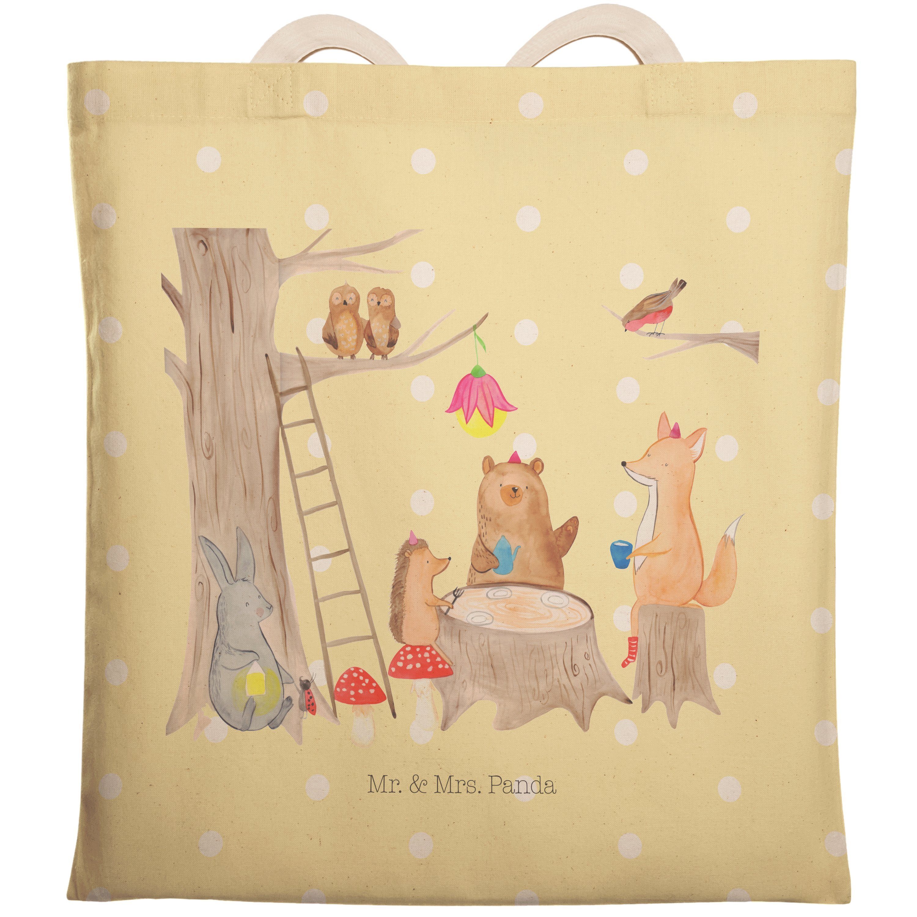 Mr. & Mrs. Panda Tragetasche »Waldtiere Picknick Gelb Pastell