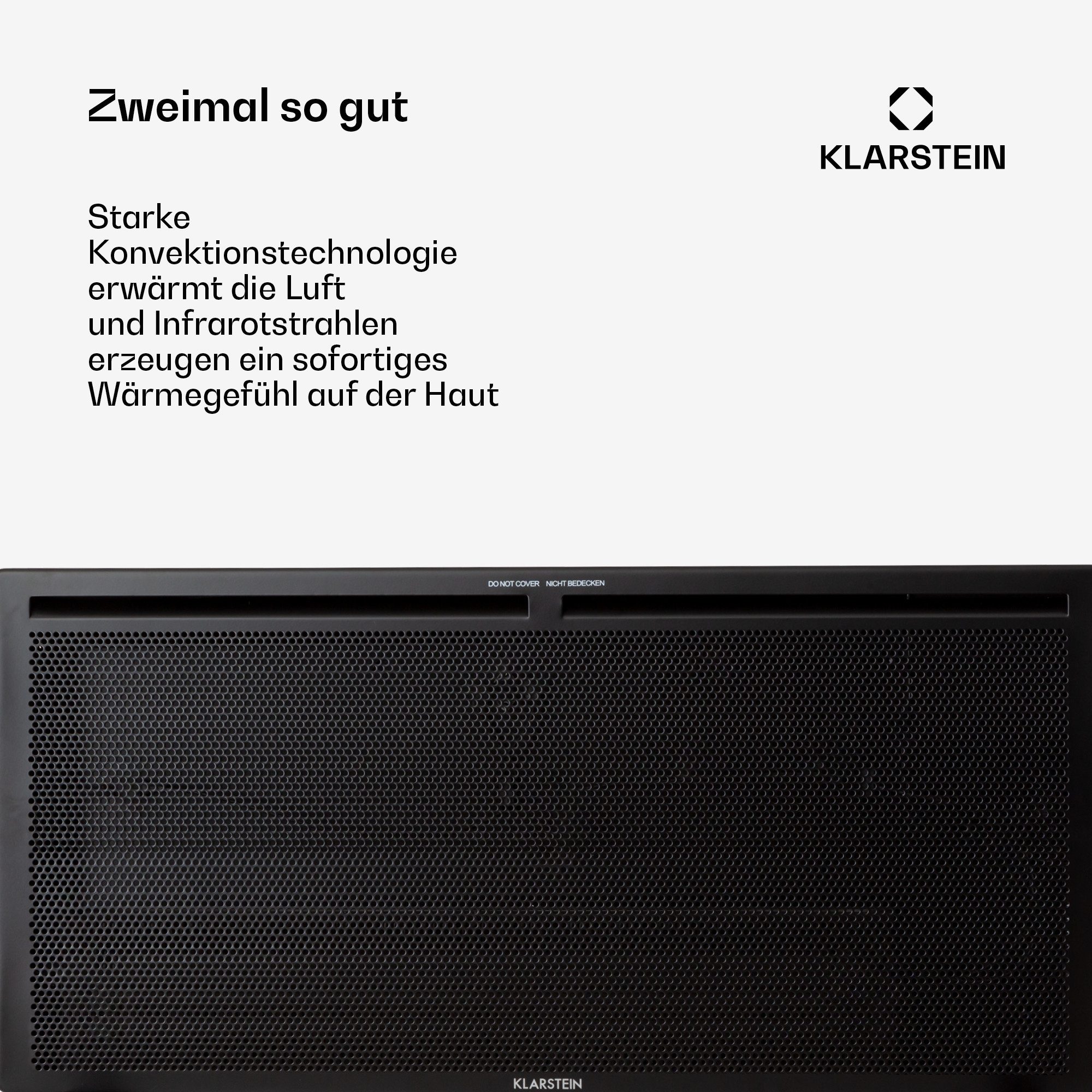 Klarstein Heizstrahler Hot Spot Slimcurve Double Wave, elektrische Konvektor Heizung Elektrokoheizung elektrischer Heizkörper
