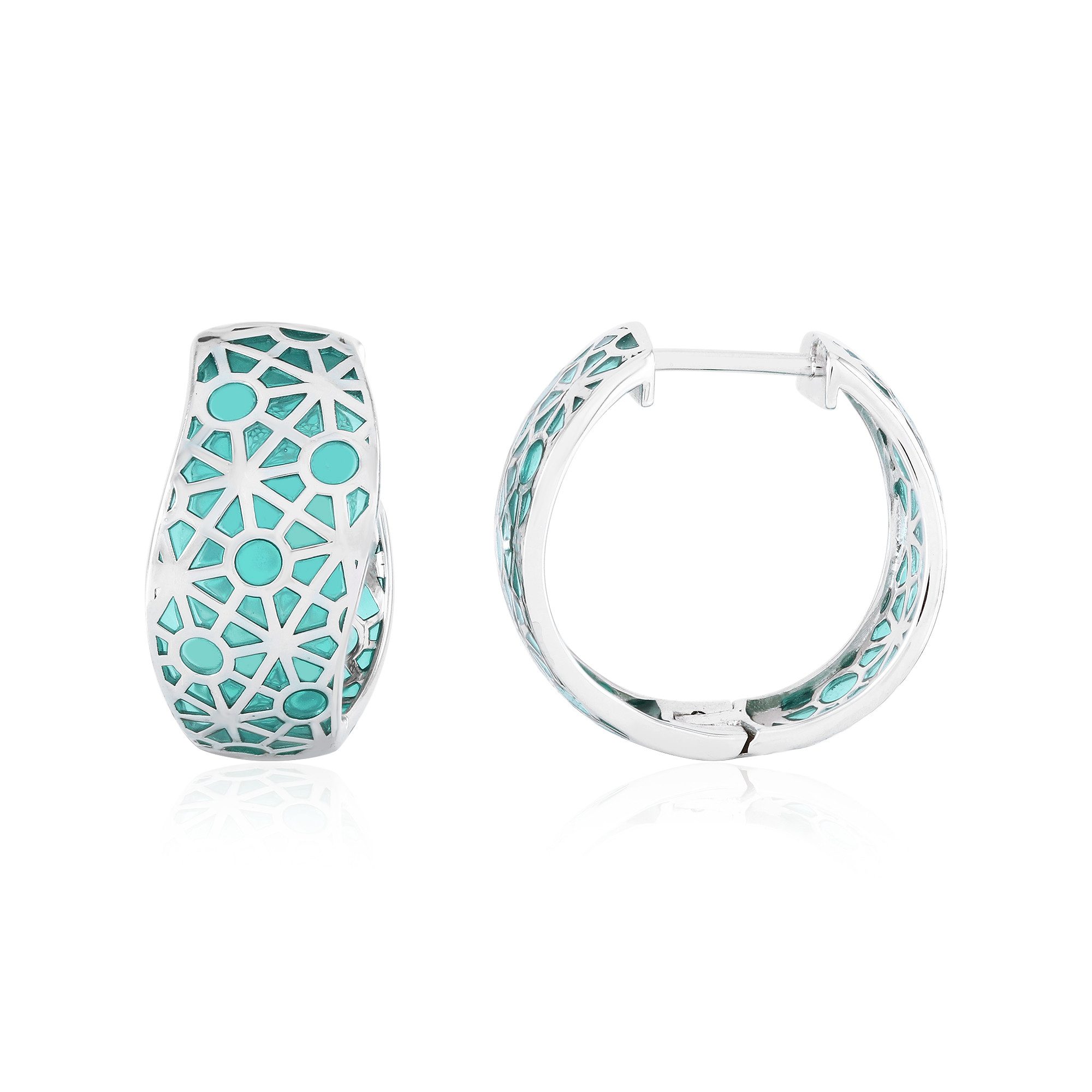 Cavill Ohrring-Set Cavill Sterling Silber 925, platiniert, türkis geometrisch 21 mm (2-tlg)